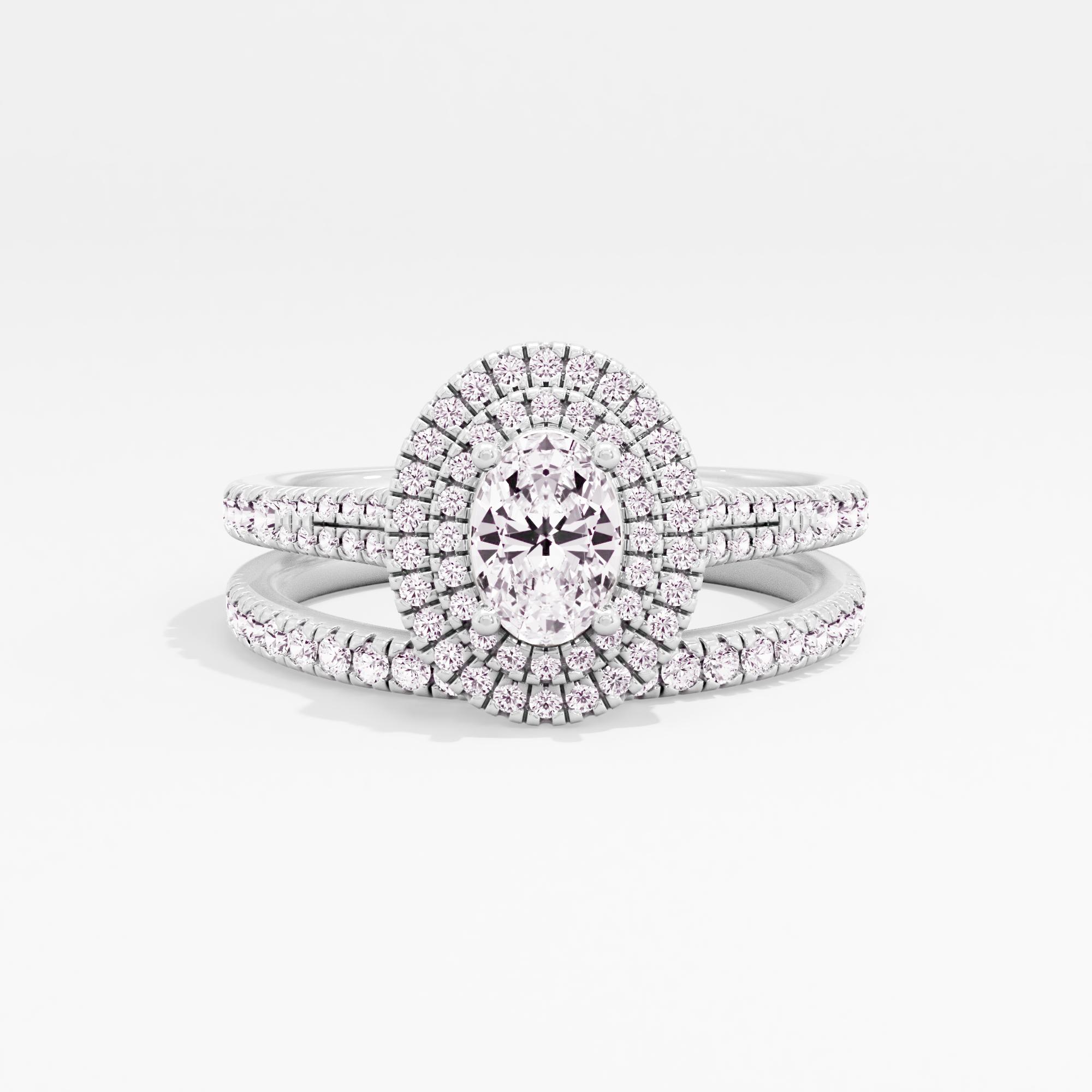 Elysian Glow Halo Bridal Ring Set