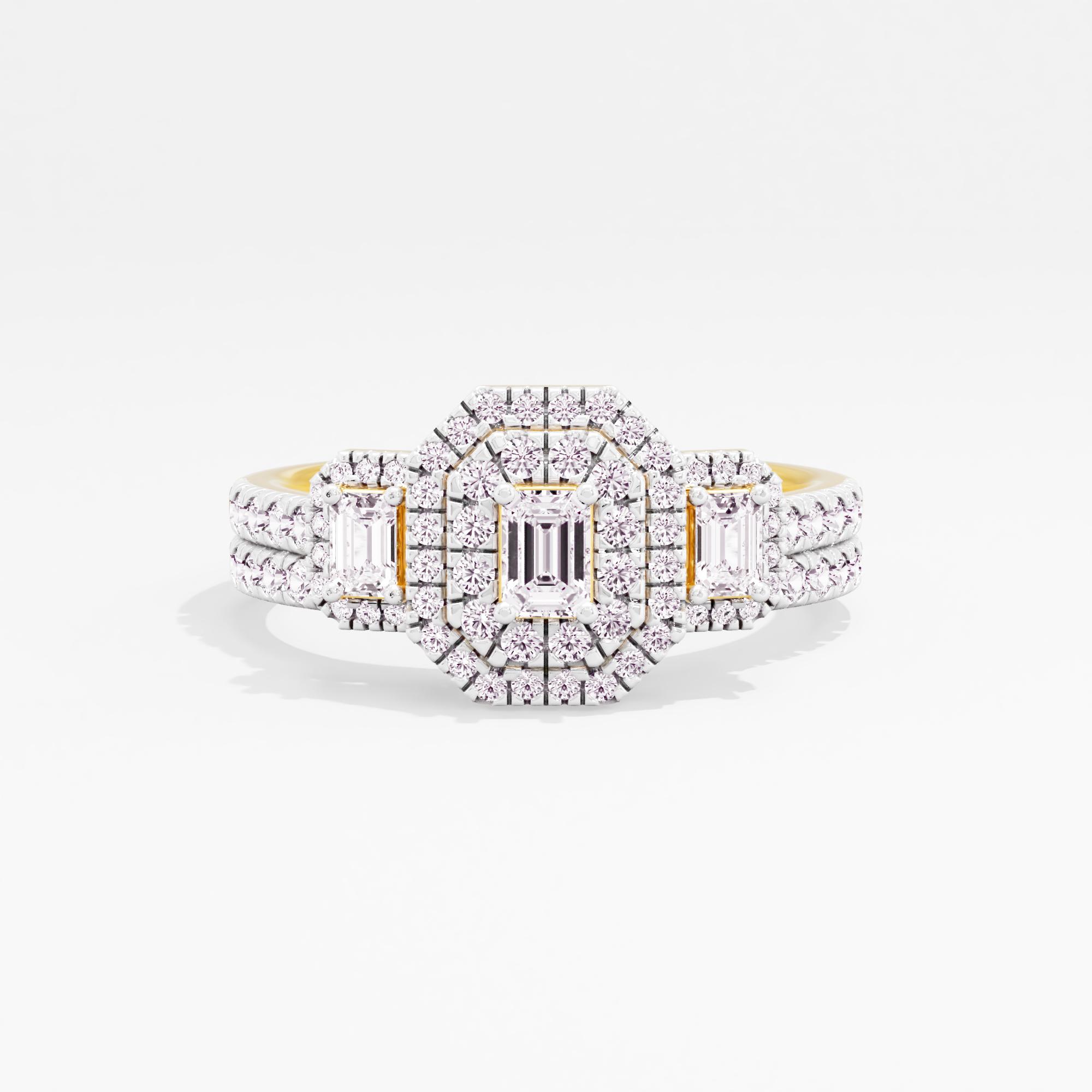 Trinity Astra 3 Stone Halo Bridal Ring Set