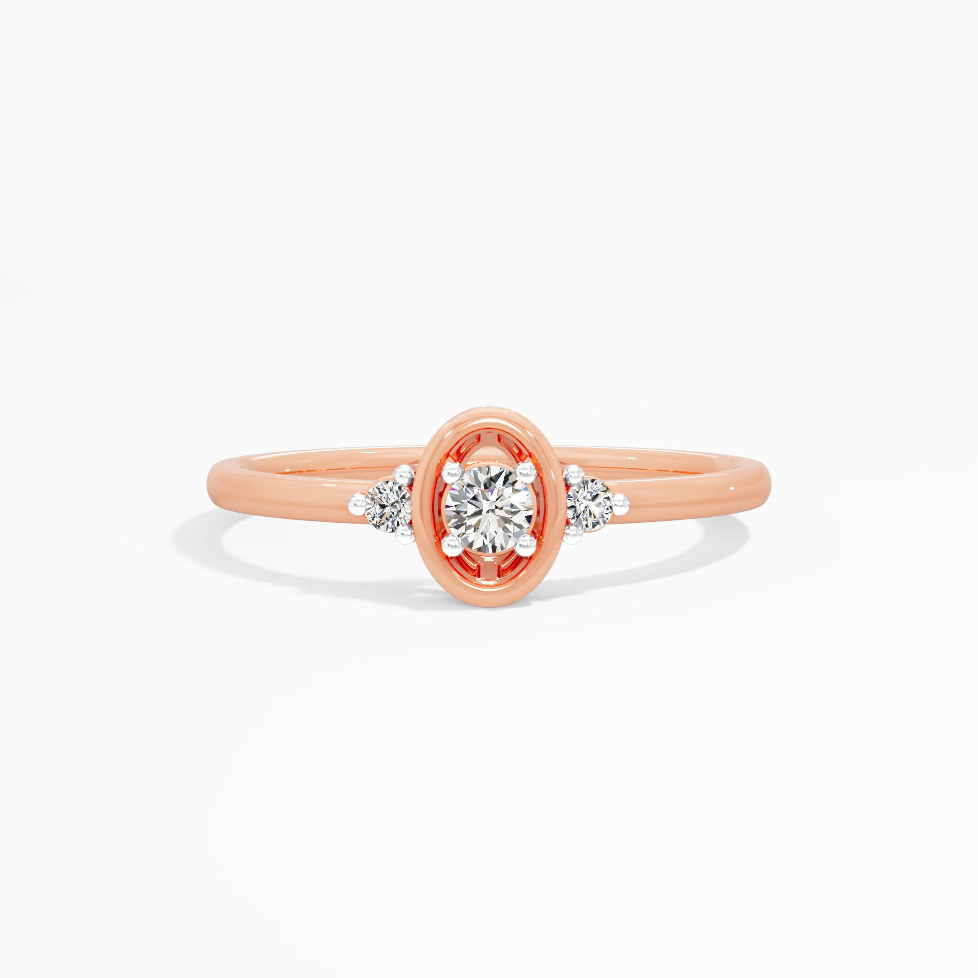 Oval Frame Solitaire Accent Ring