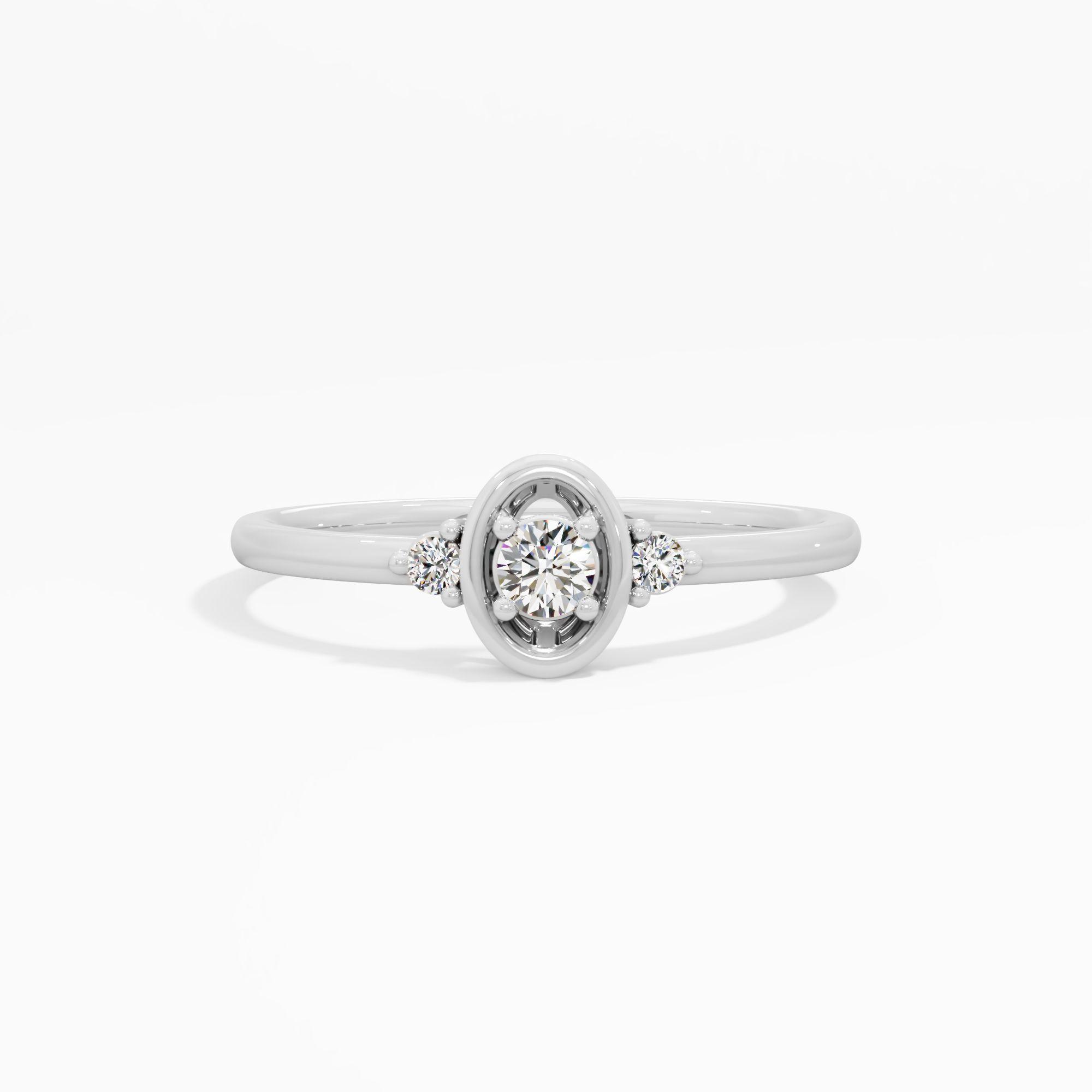 Oval Frame Solitaire Accent Ring