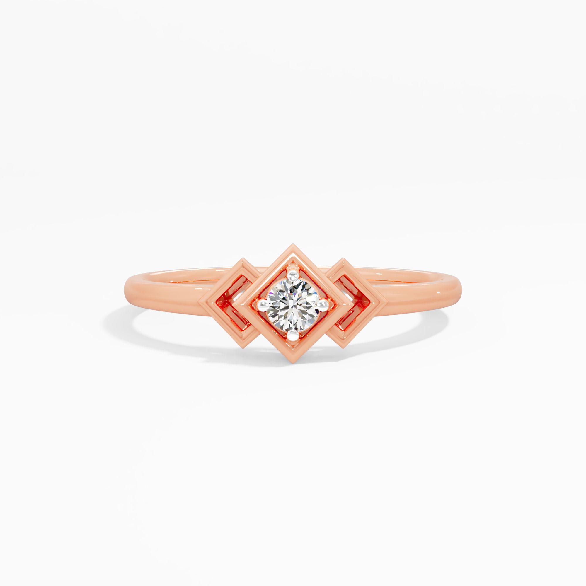 Tri Rhombus Frame Solitaire Ring