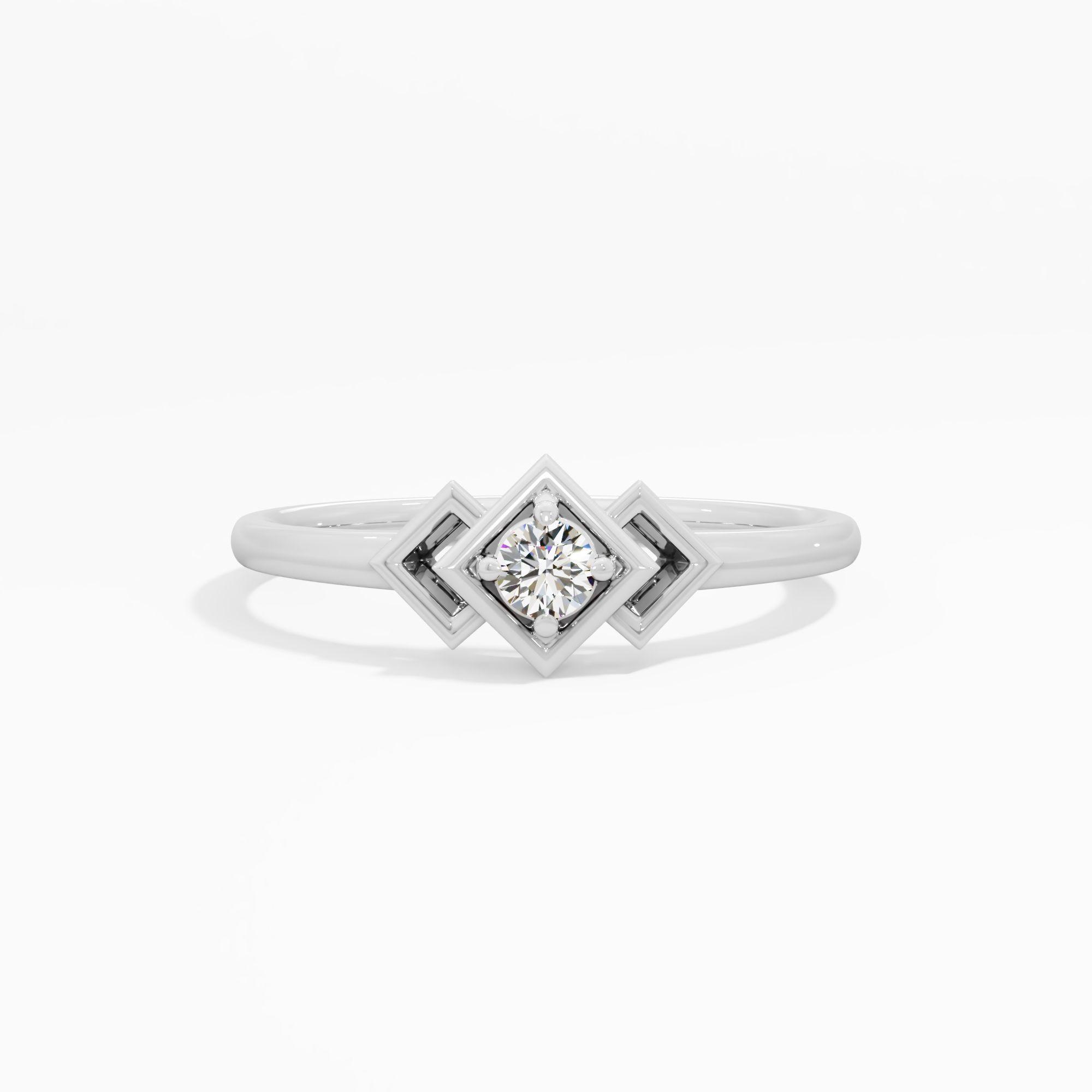 Tri Rhombus Frame Solitaire Ring