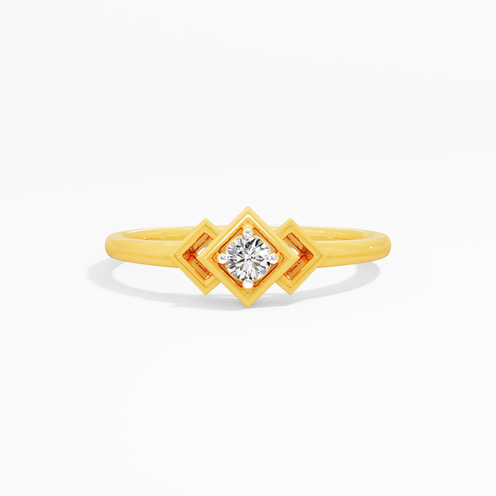 Tri Rhombus Frame Solitaire Ring