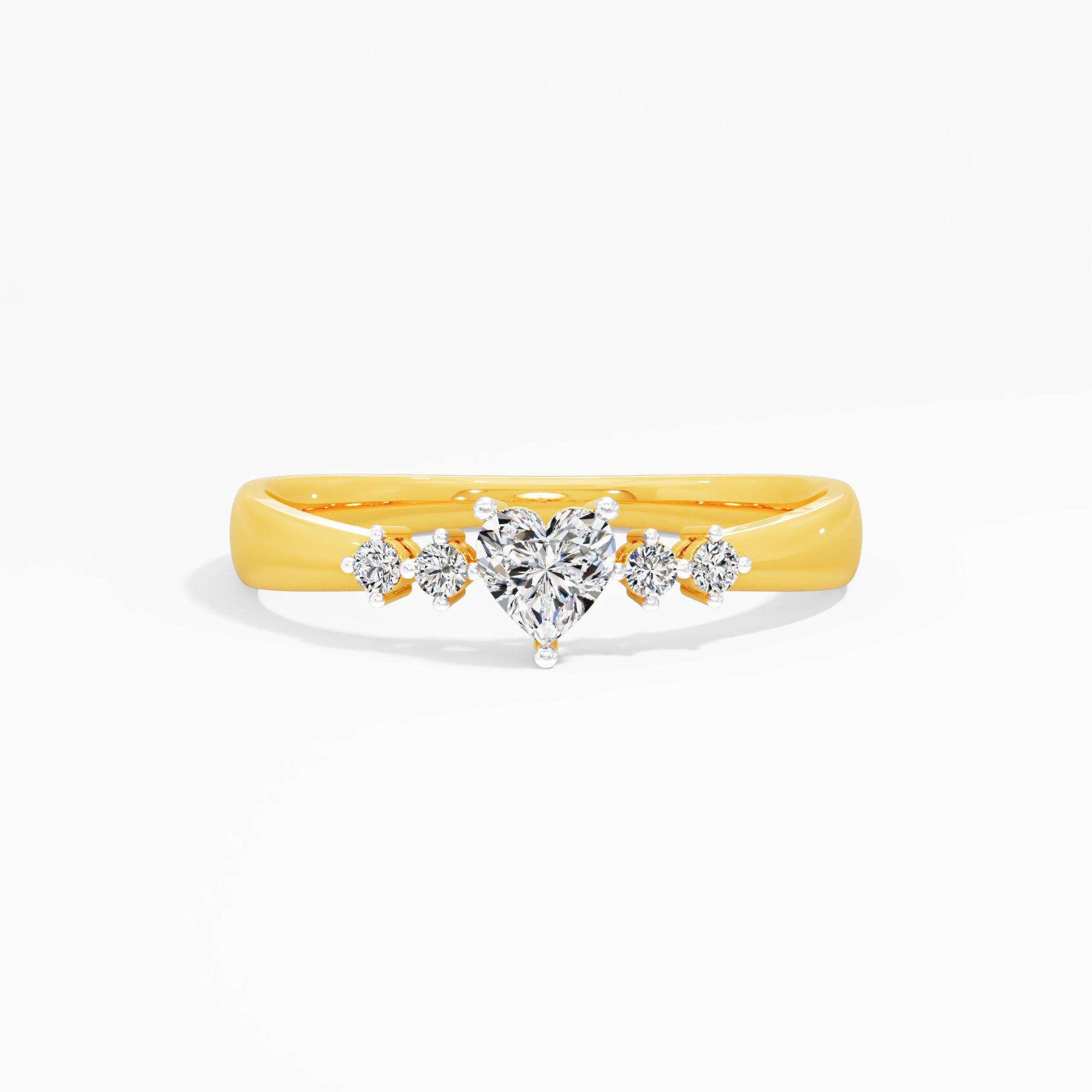 Heart Shaped 5 Stone Diamond Ring