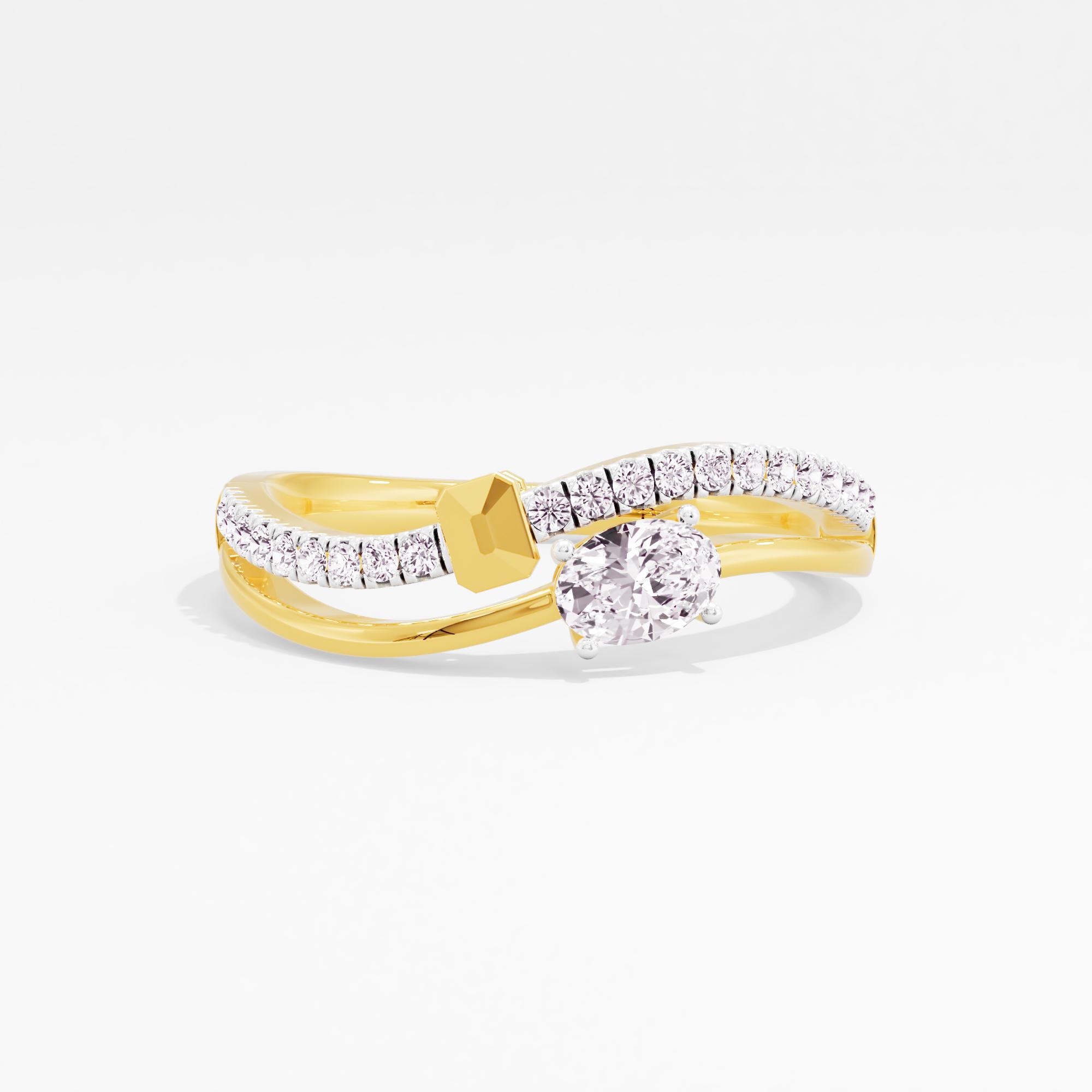 Starlit Effect Solitaire Crossover Ring