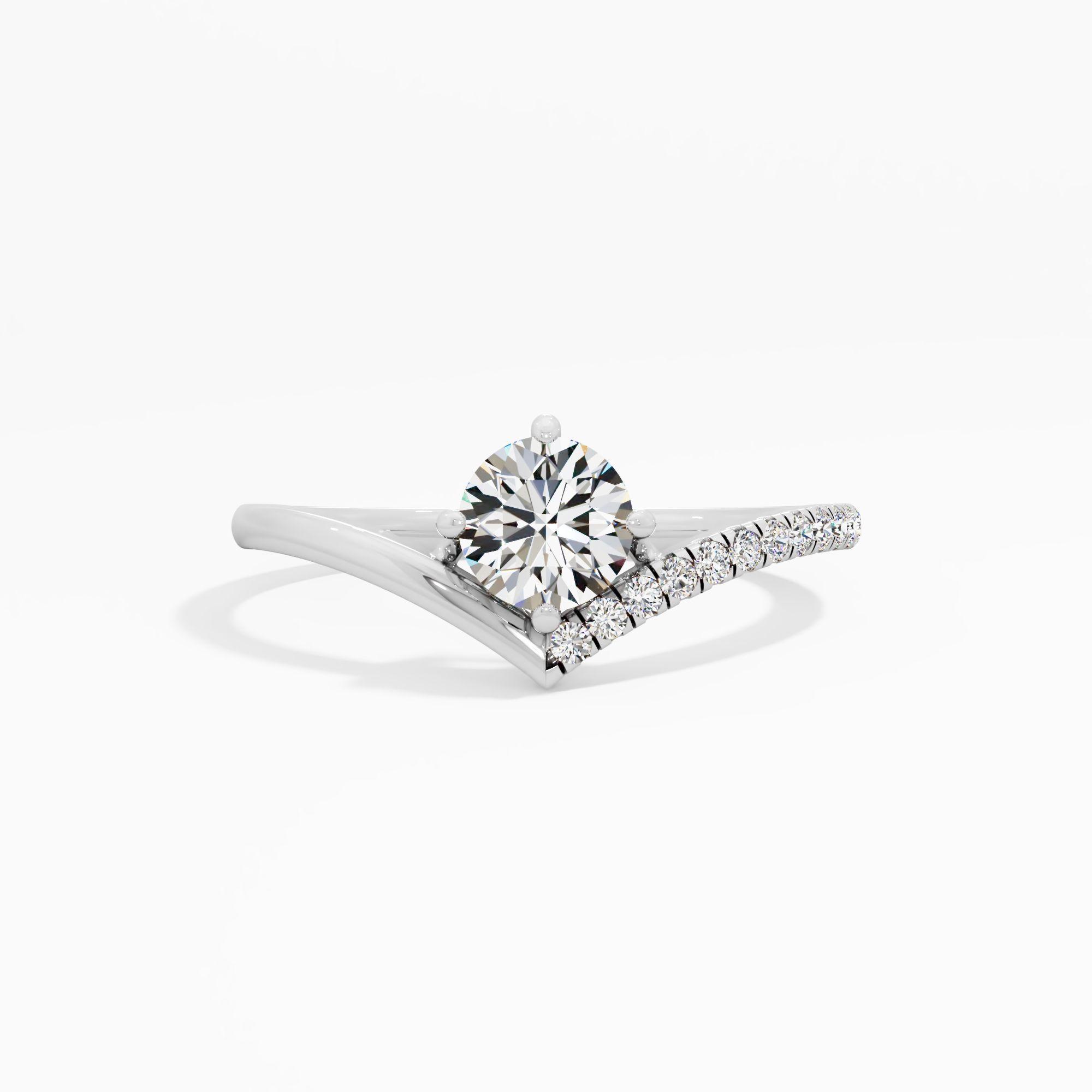 Chevron Solitaire Diamond Ring