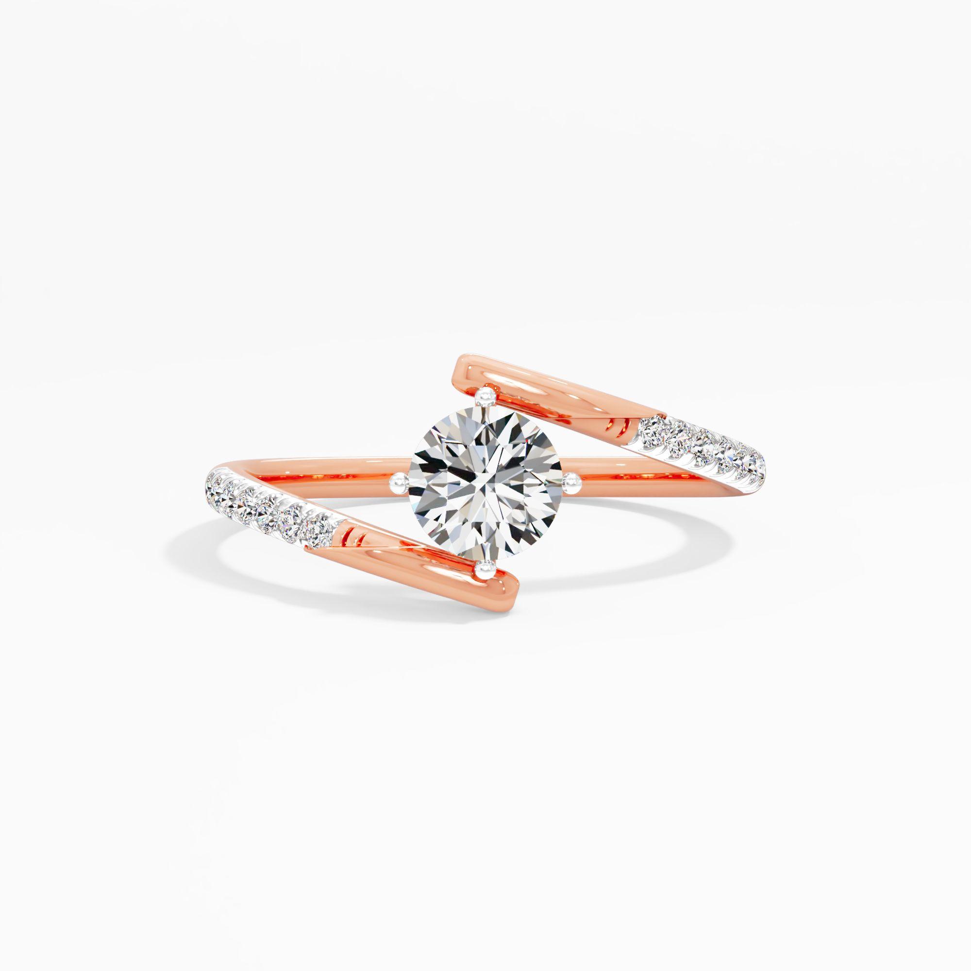 Pave Swirl Solitaire Accent Ring