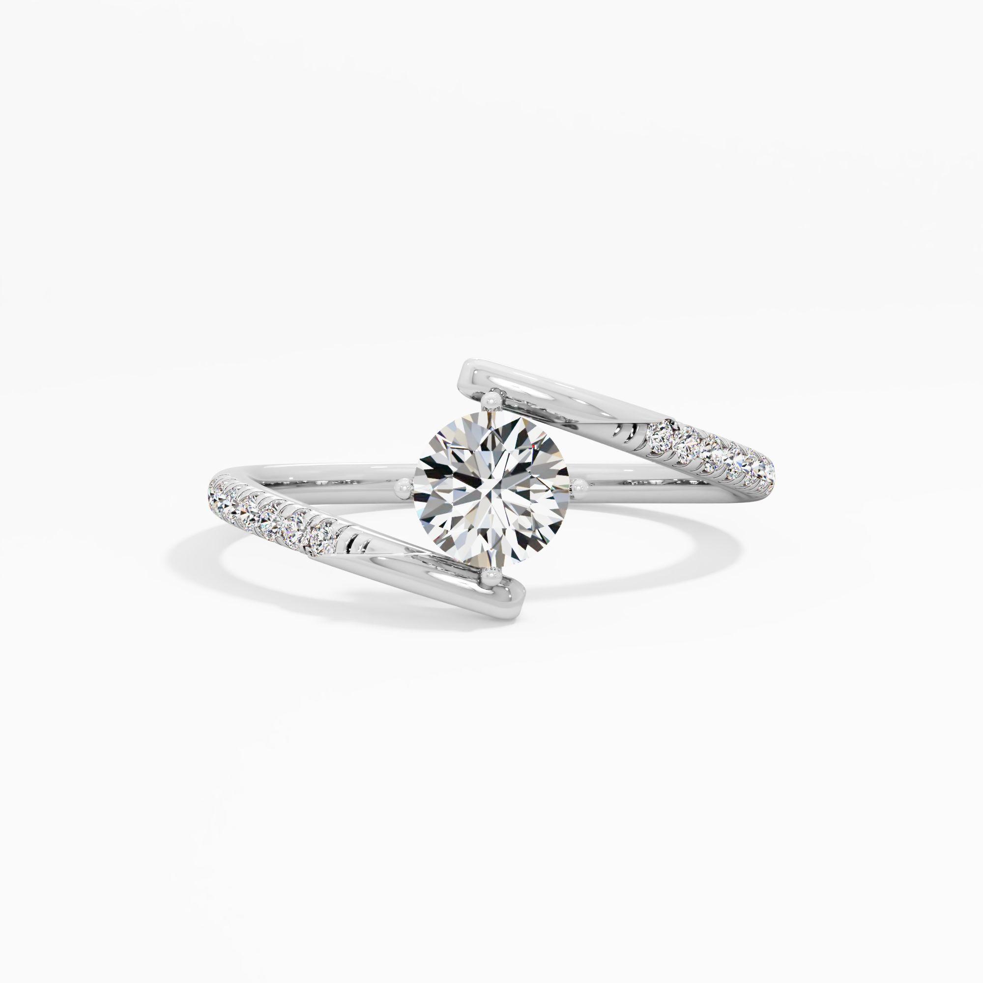 Pave Swirl Solitaire Accent Ring