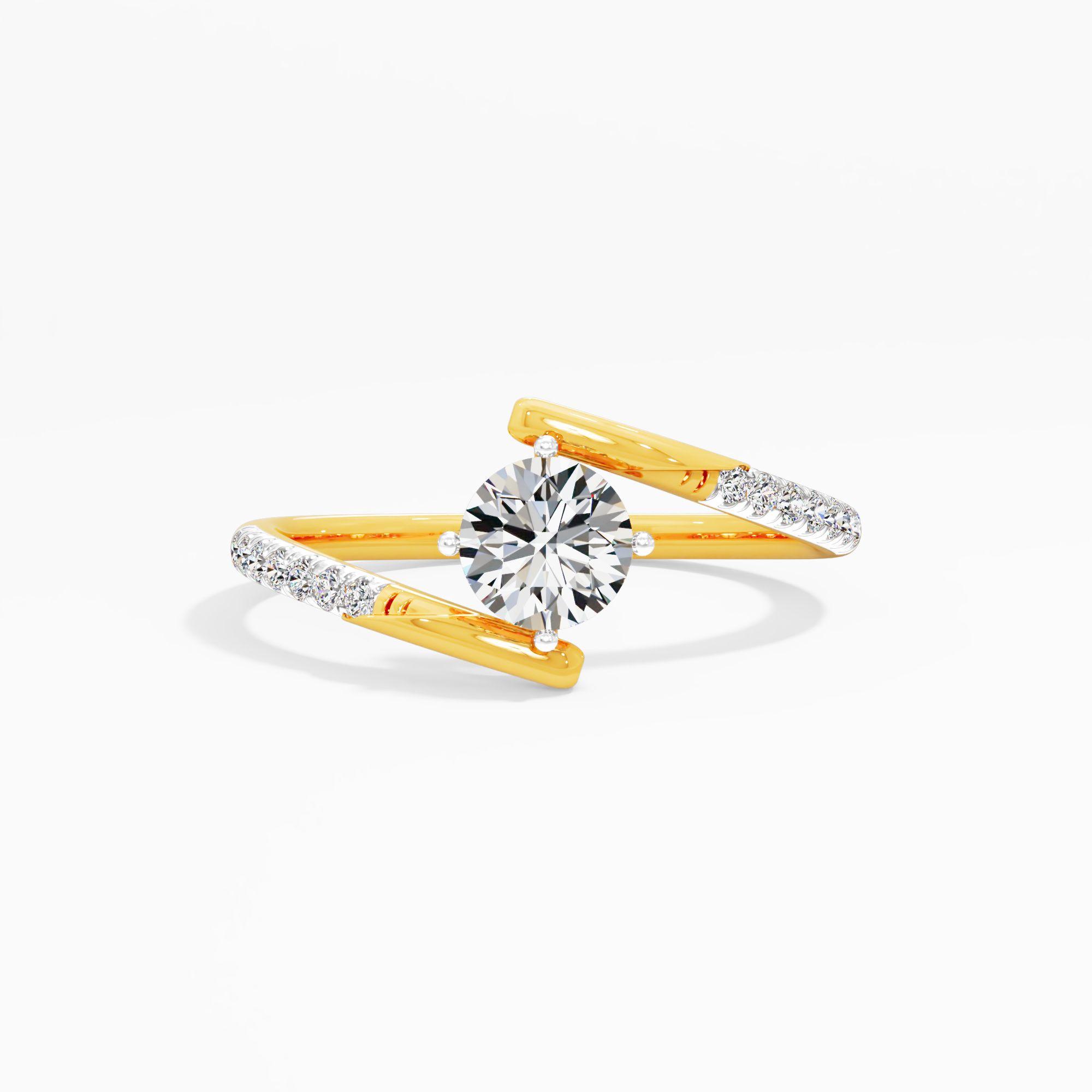 Pave Swirl Solitaire Accent Ring