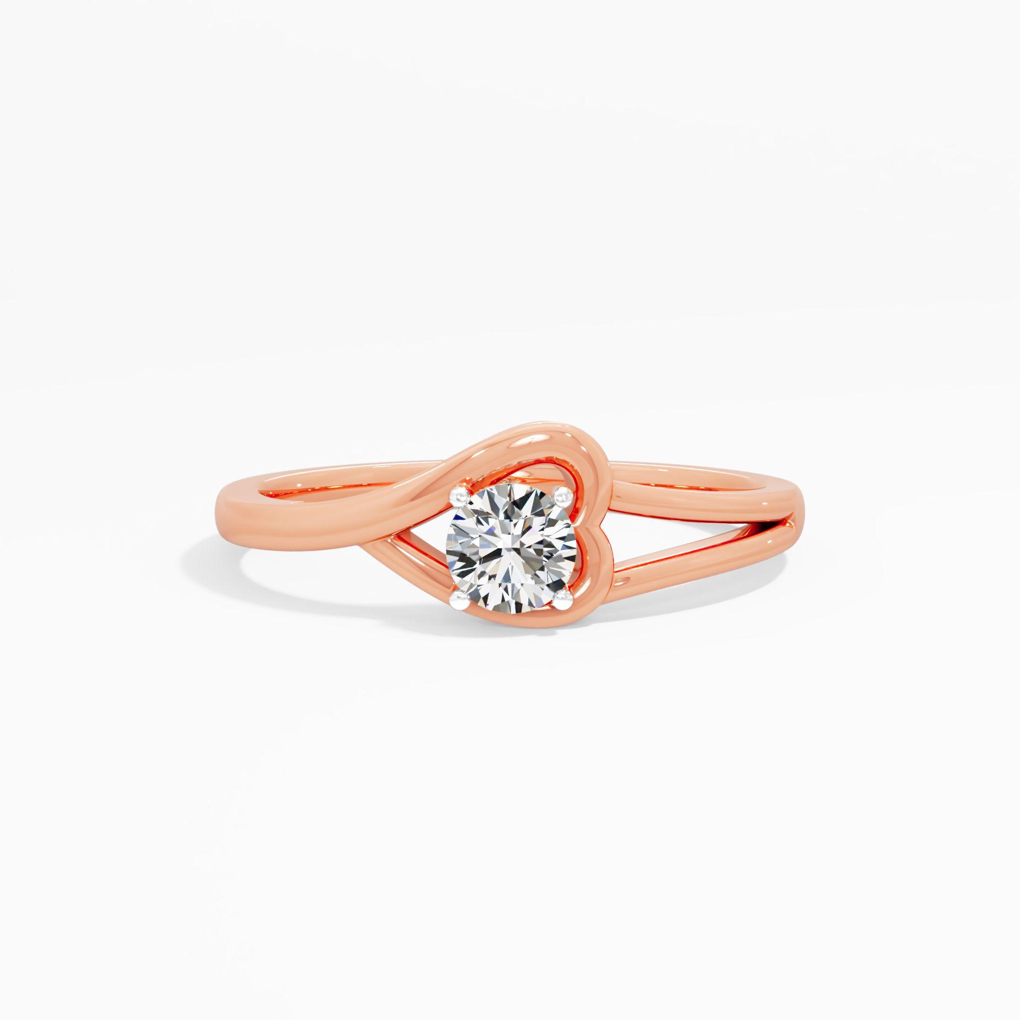 Abstract Heart Solitaire Diamond Ring