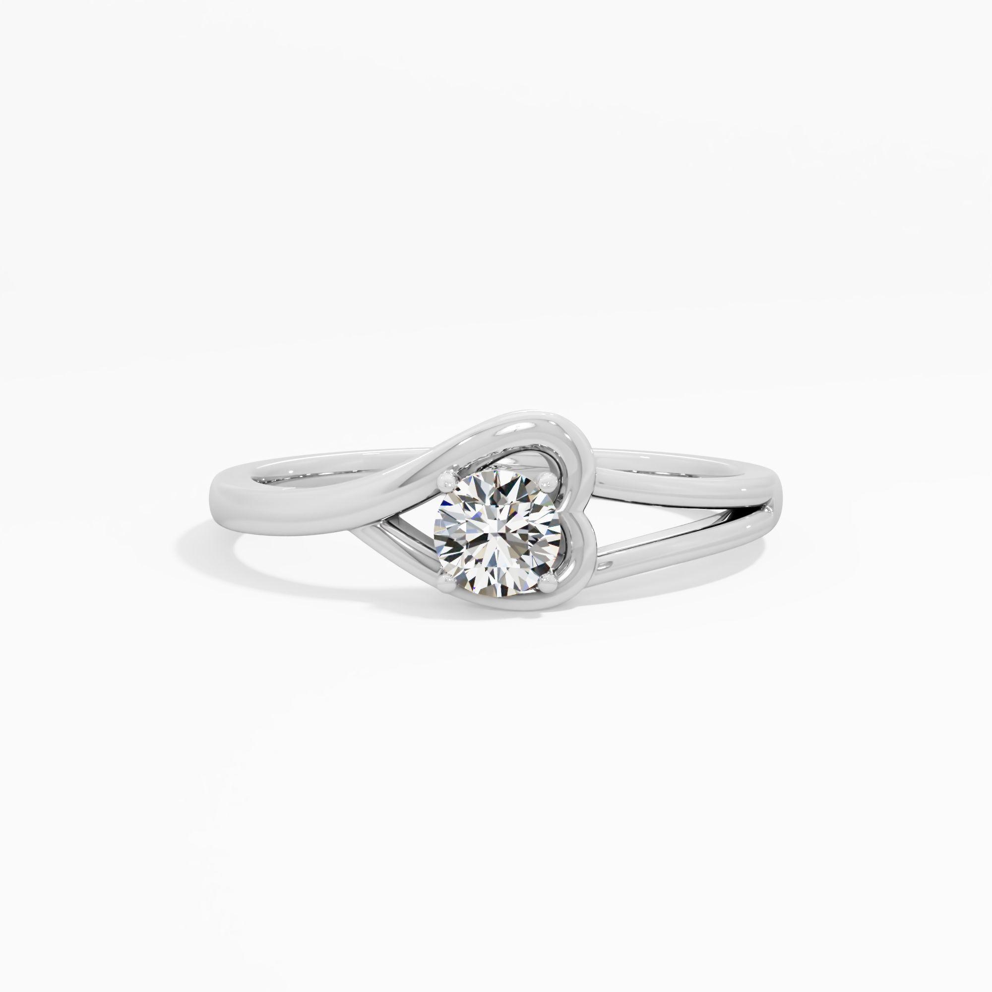 Abstract Heart Solitaire Diamond Ring