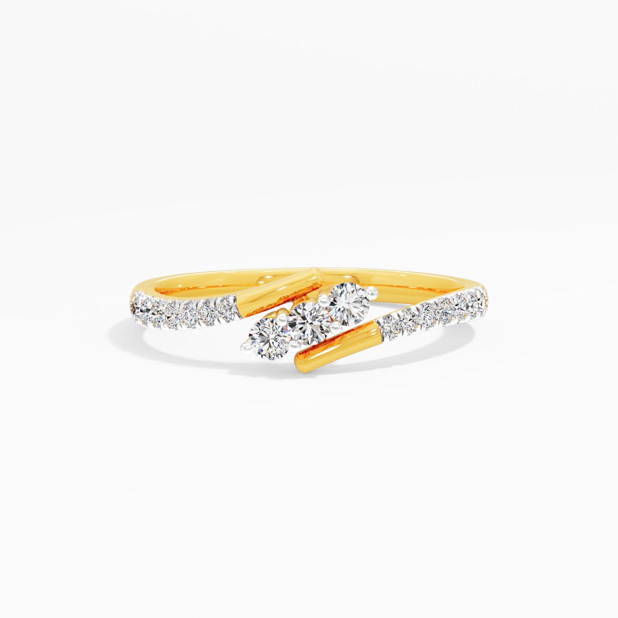3 Stone Bypass Diamond Ring