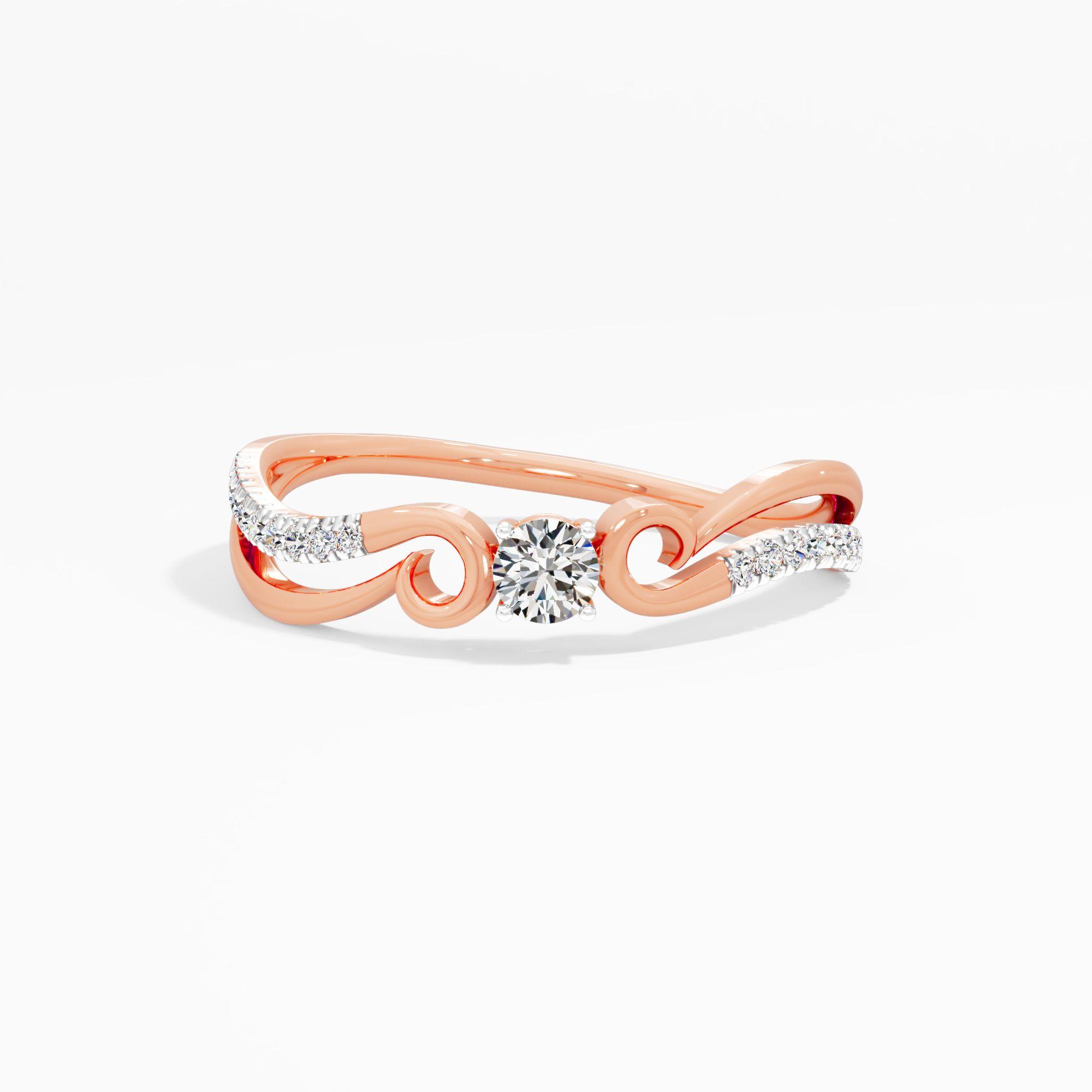 Flowing Solitaire Pavé Ring