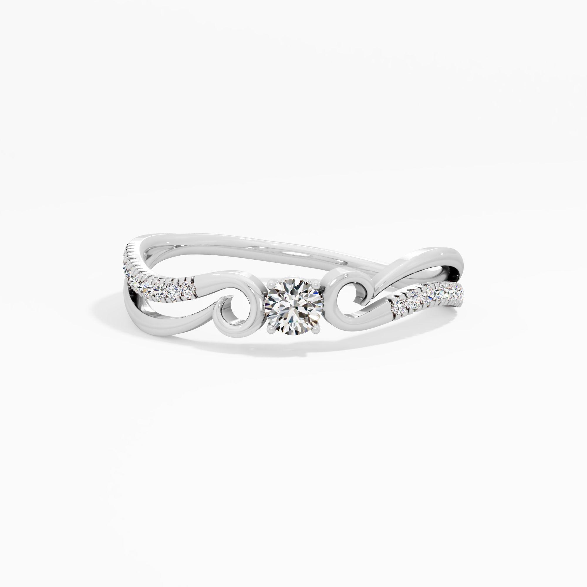 Flowing Solitaire Pavé Ring