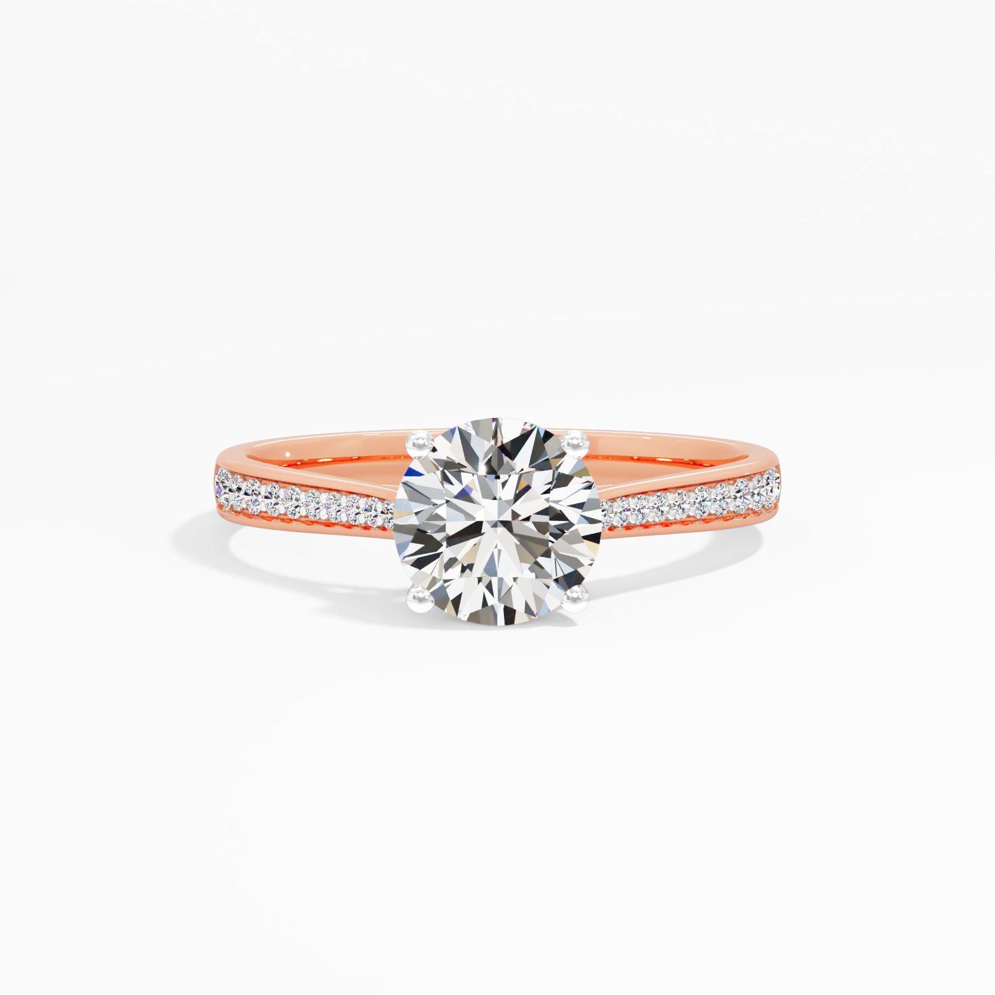 Pave Band Solitaire Engagement Ring