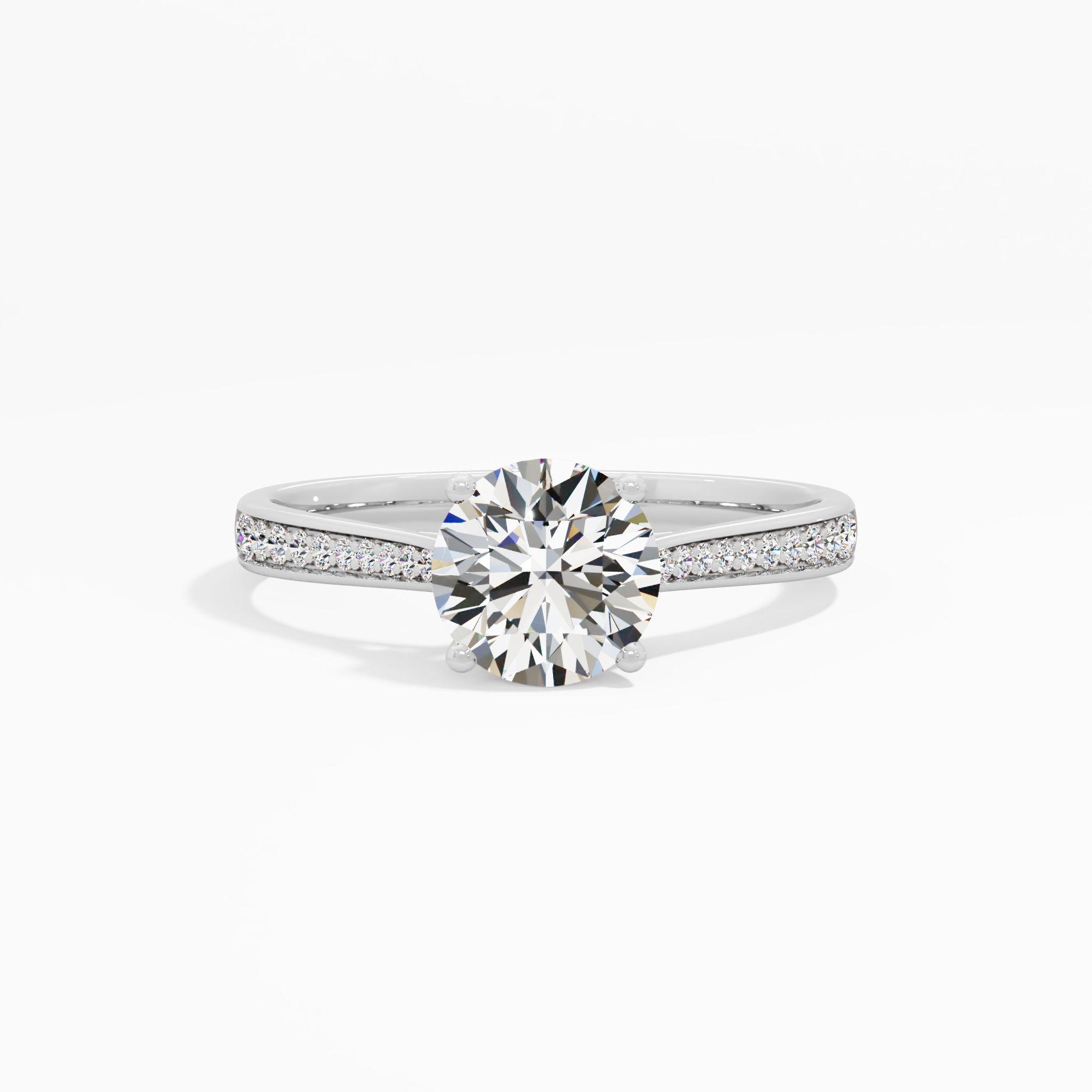 Pave Band Solitaire Engagement Ring