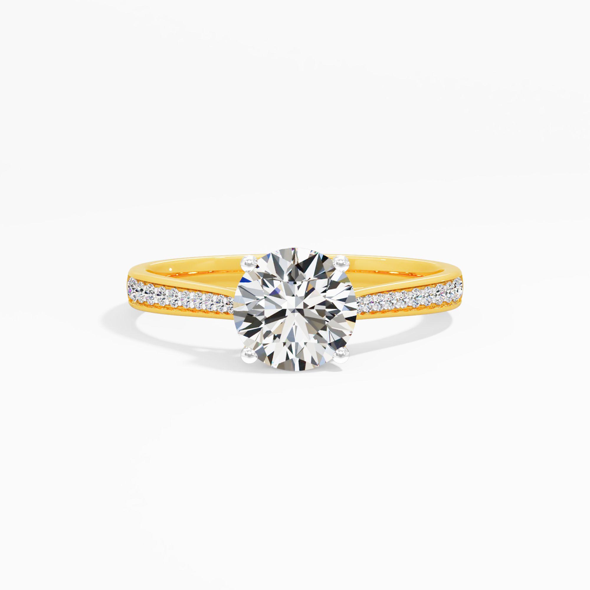 Pave Band Solitaire Engagement Ring