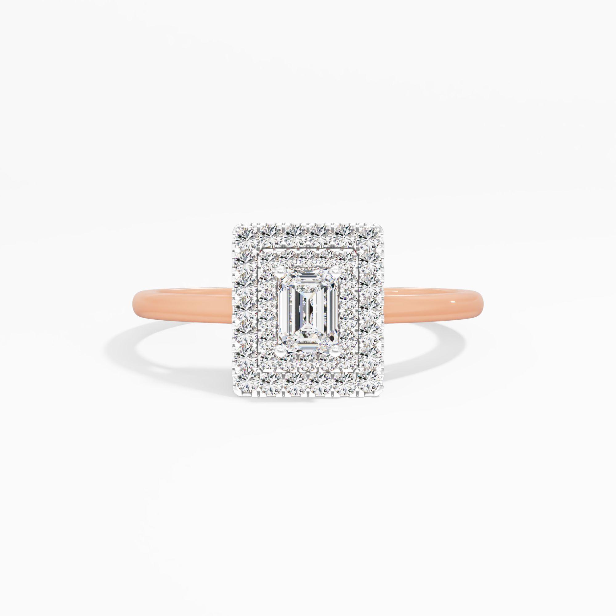 Emanating Halo Emerald Solitaire Ring