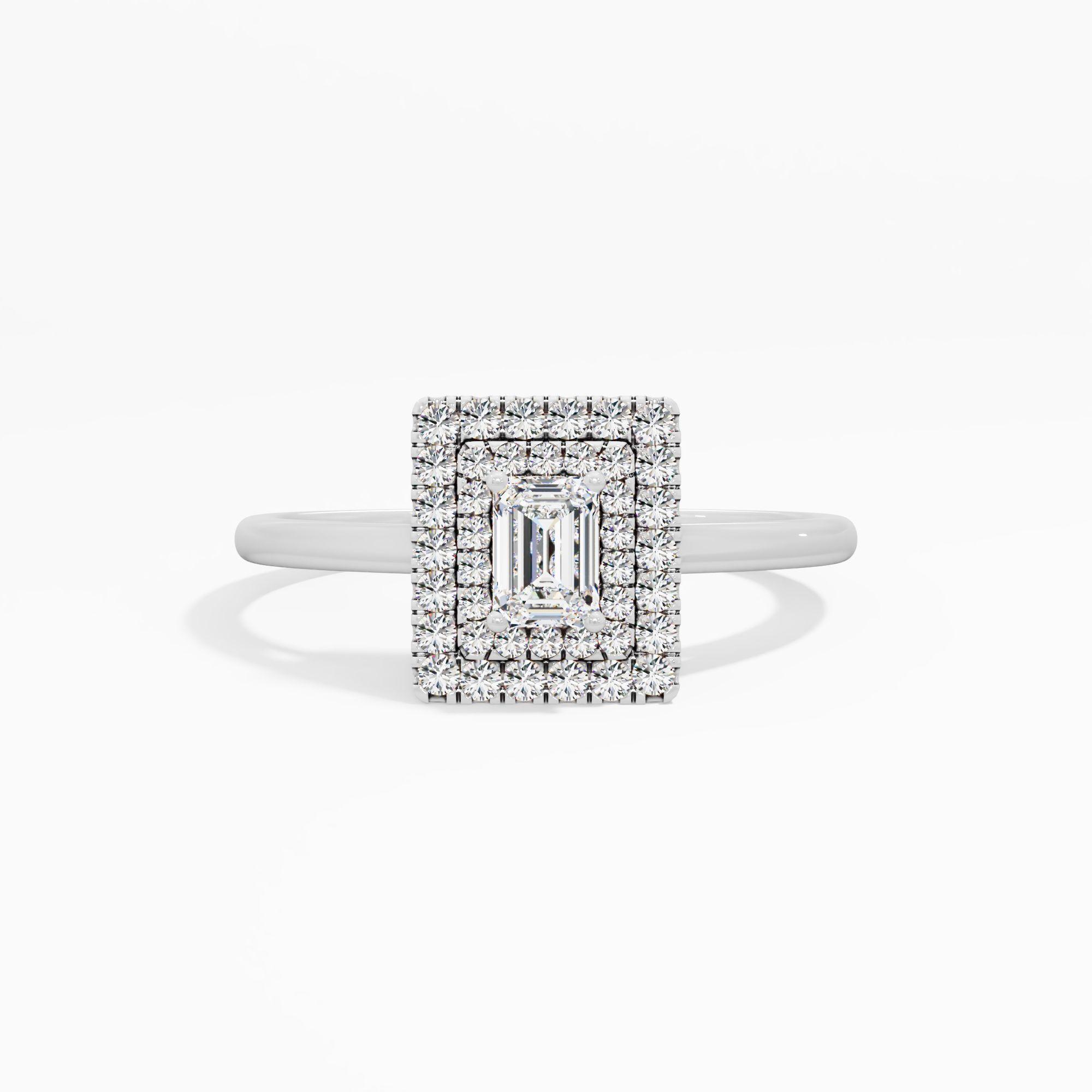 Emanating Halo Emerald Solitaire Ring