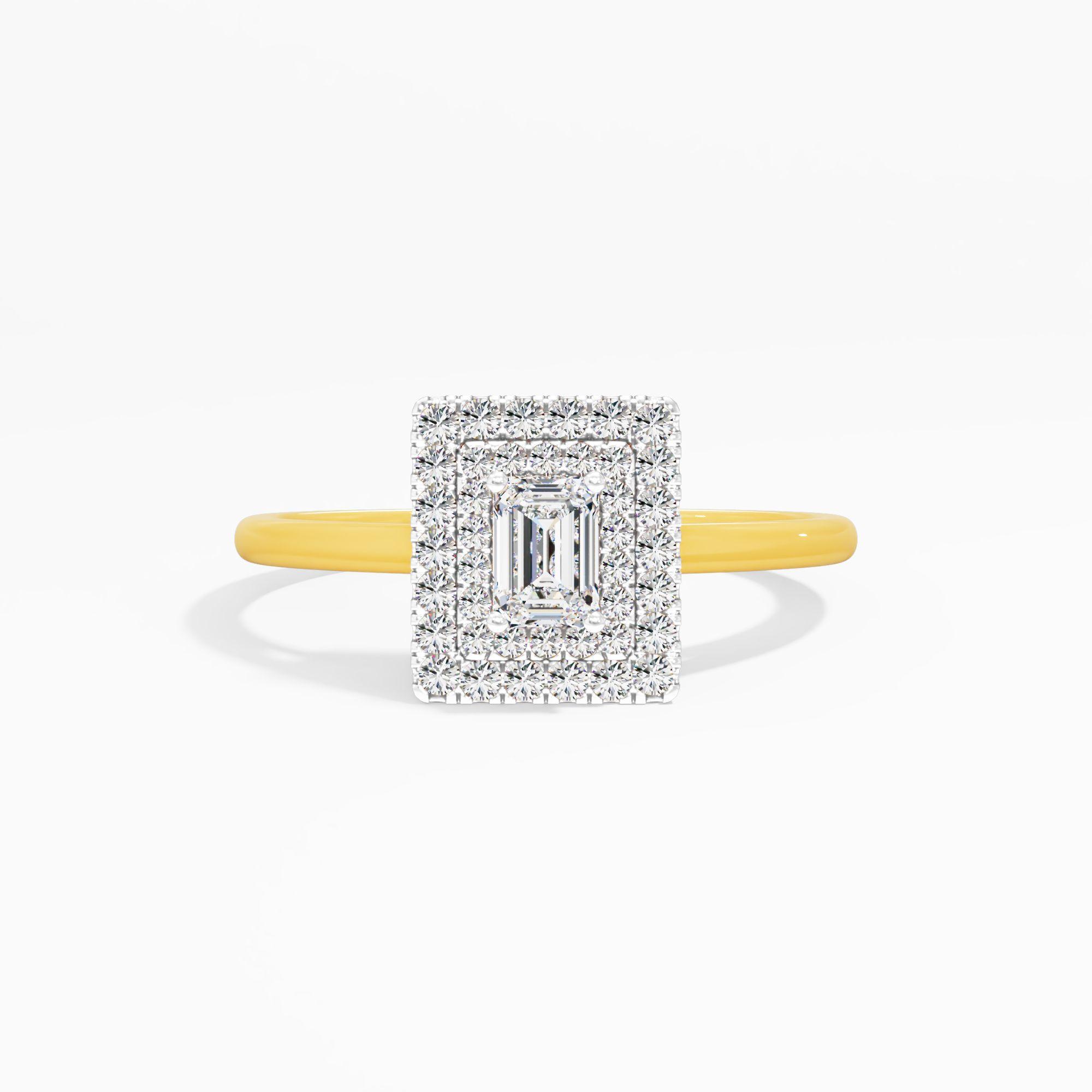 Emanating Halo Emerald Solitaire Ring