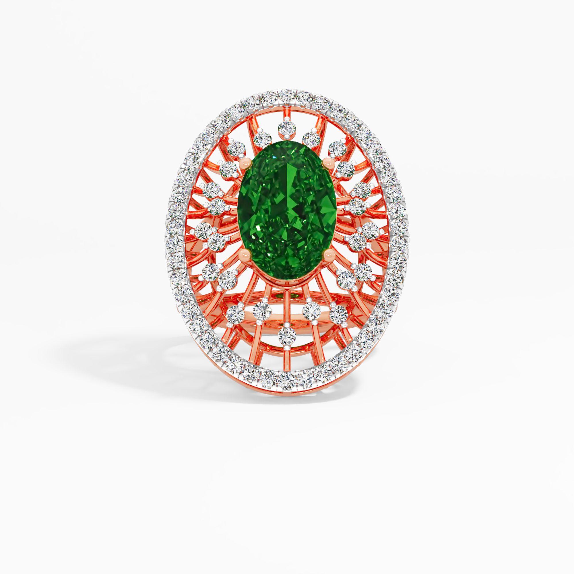 Radial Oval Emerald Cocktail Ring