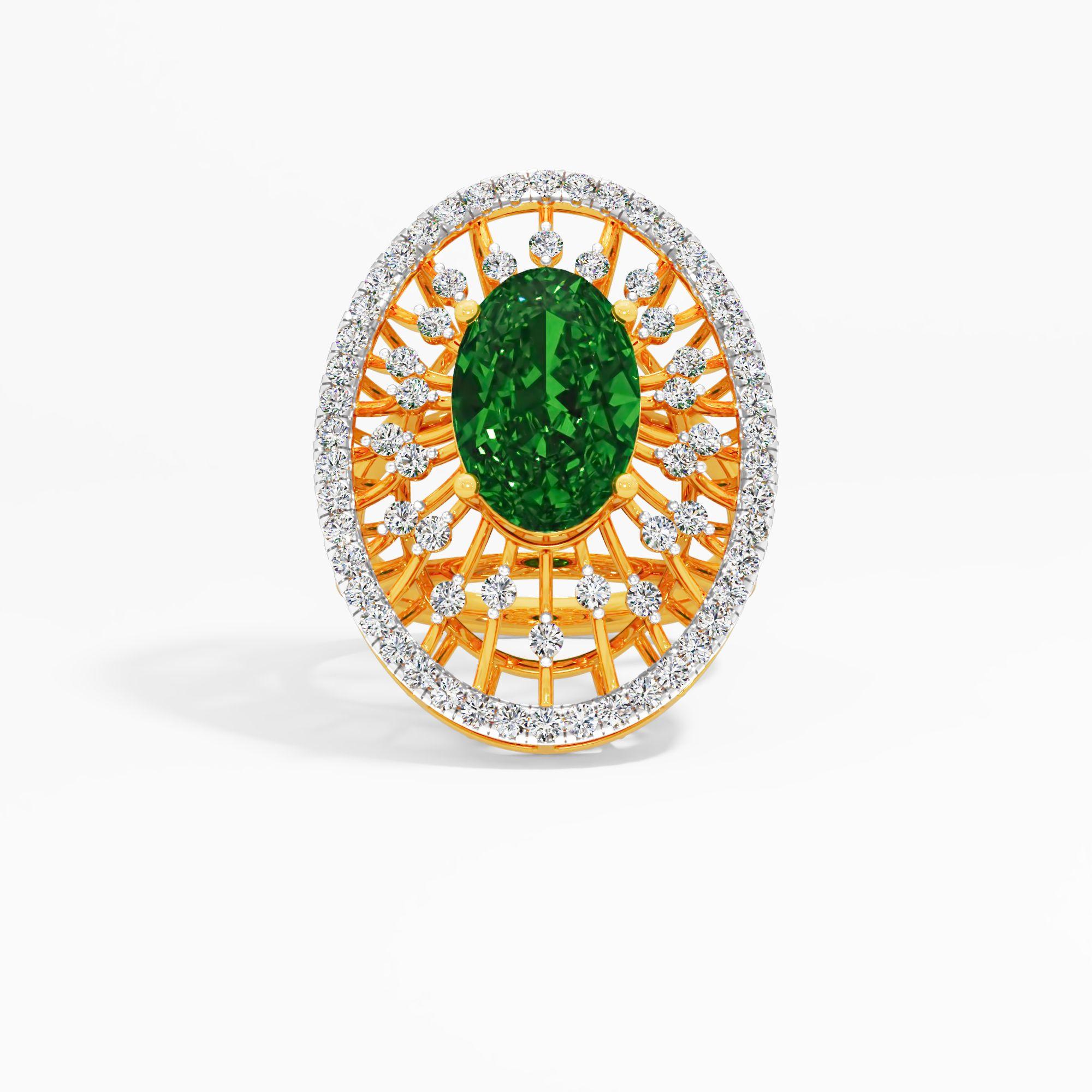 Radial Oval Emerald Cocktail Ring