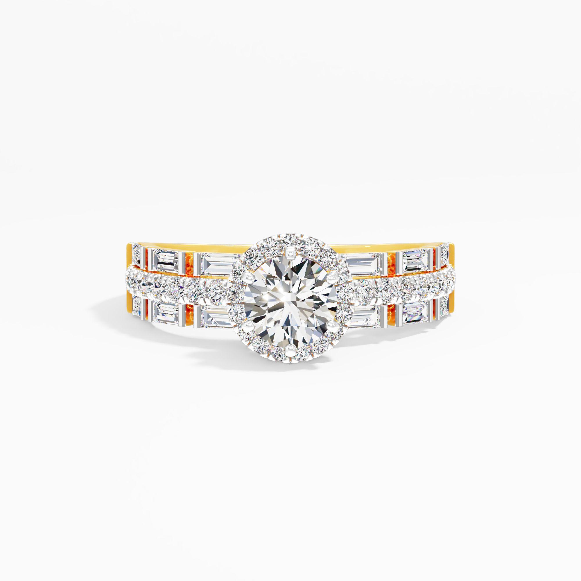 Baguette Halo Diamond Cocktail Ring