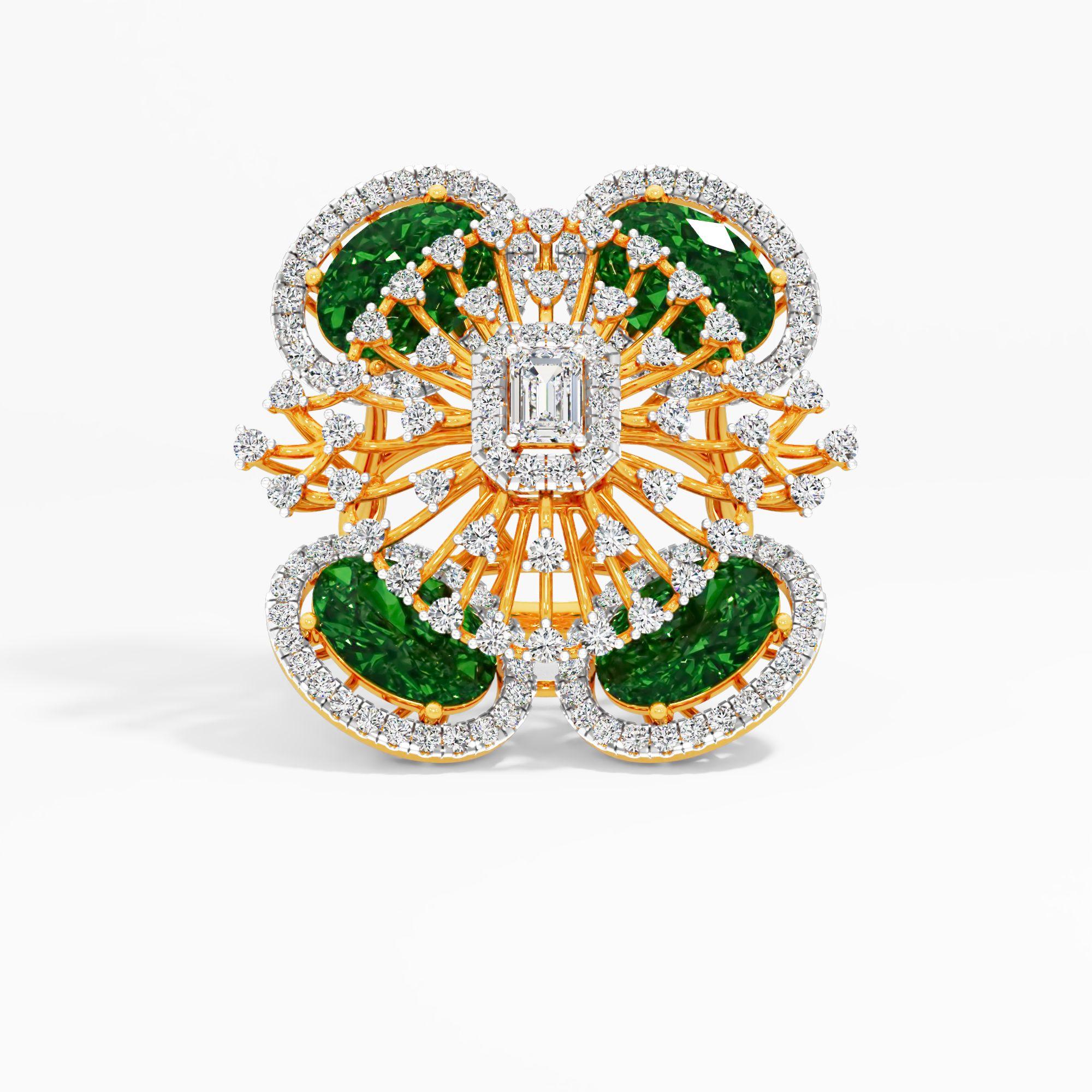 Grand Floral Halo Cocktail Ring