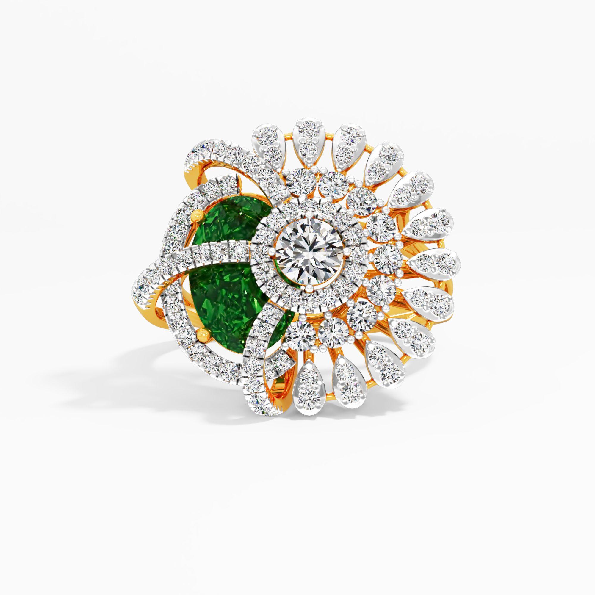 Asymmetrical Sunburst Cocktail Ring