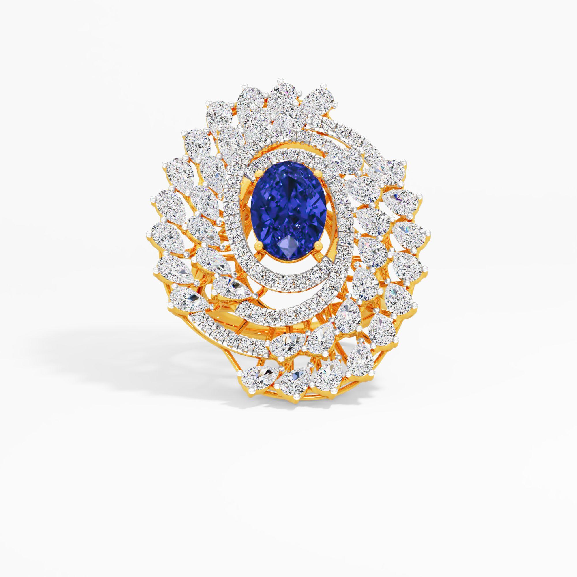 Grand Swirl Halo Cocktail Ring