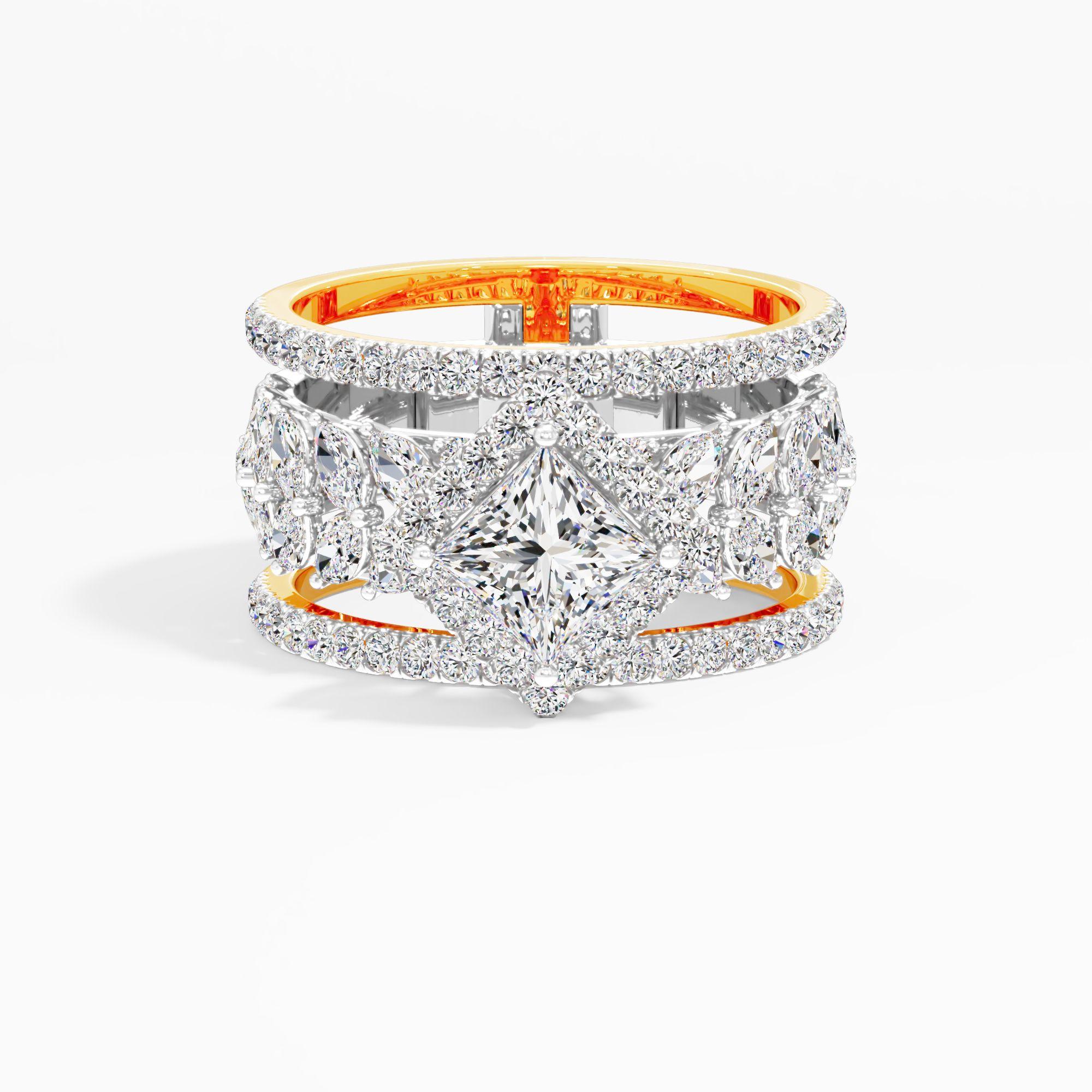 Royal Tiara Princess Cluster Ring