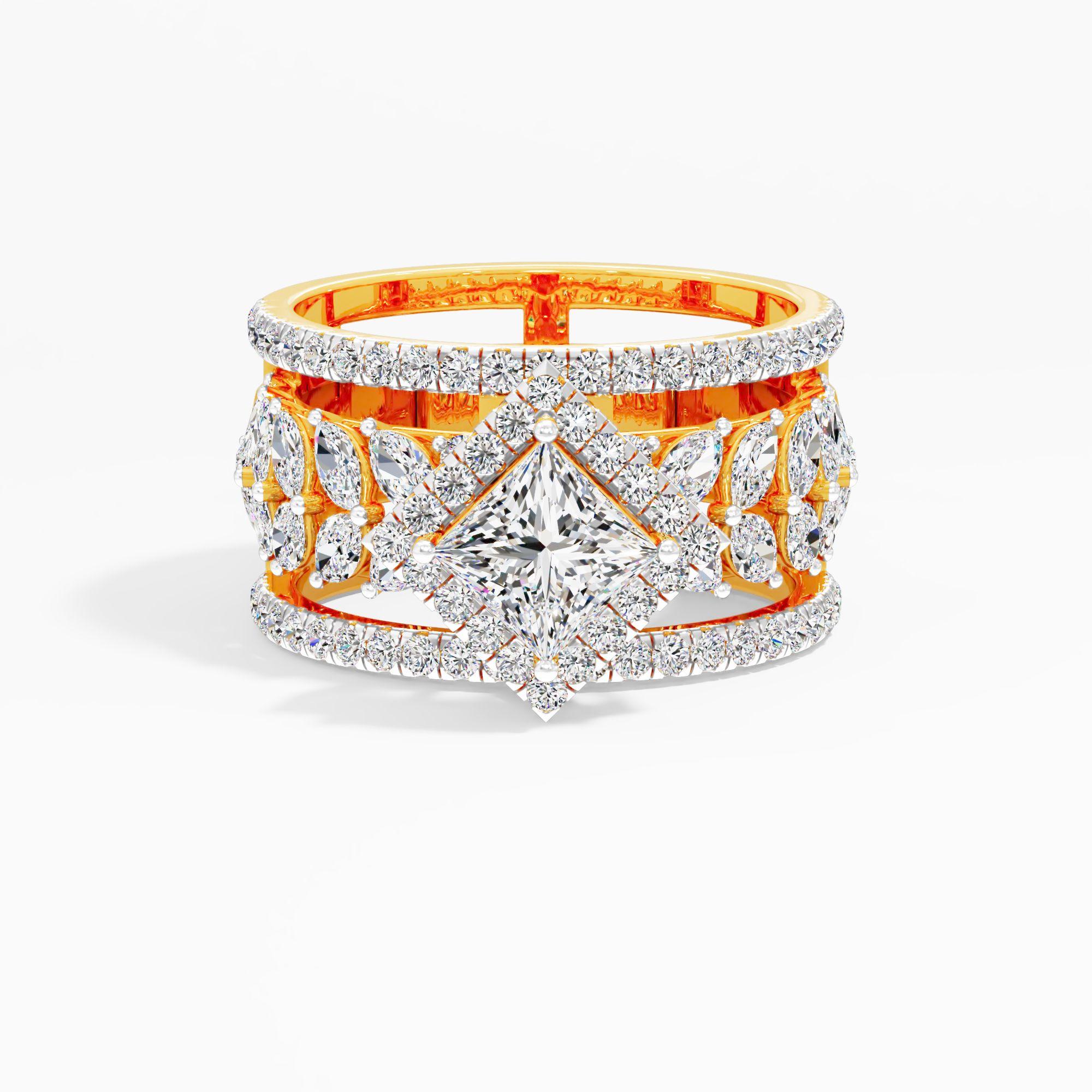 Royal Tiara Princess Cluster Ring