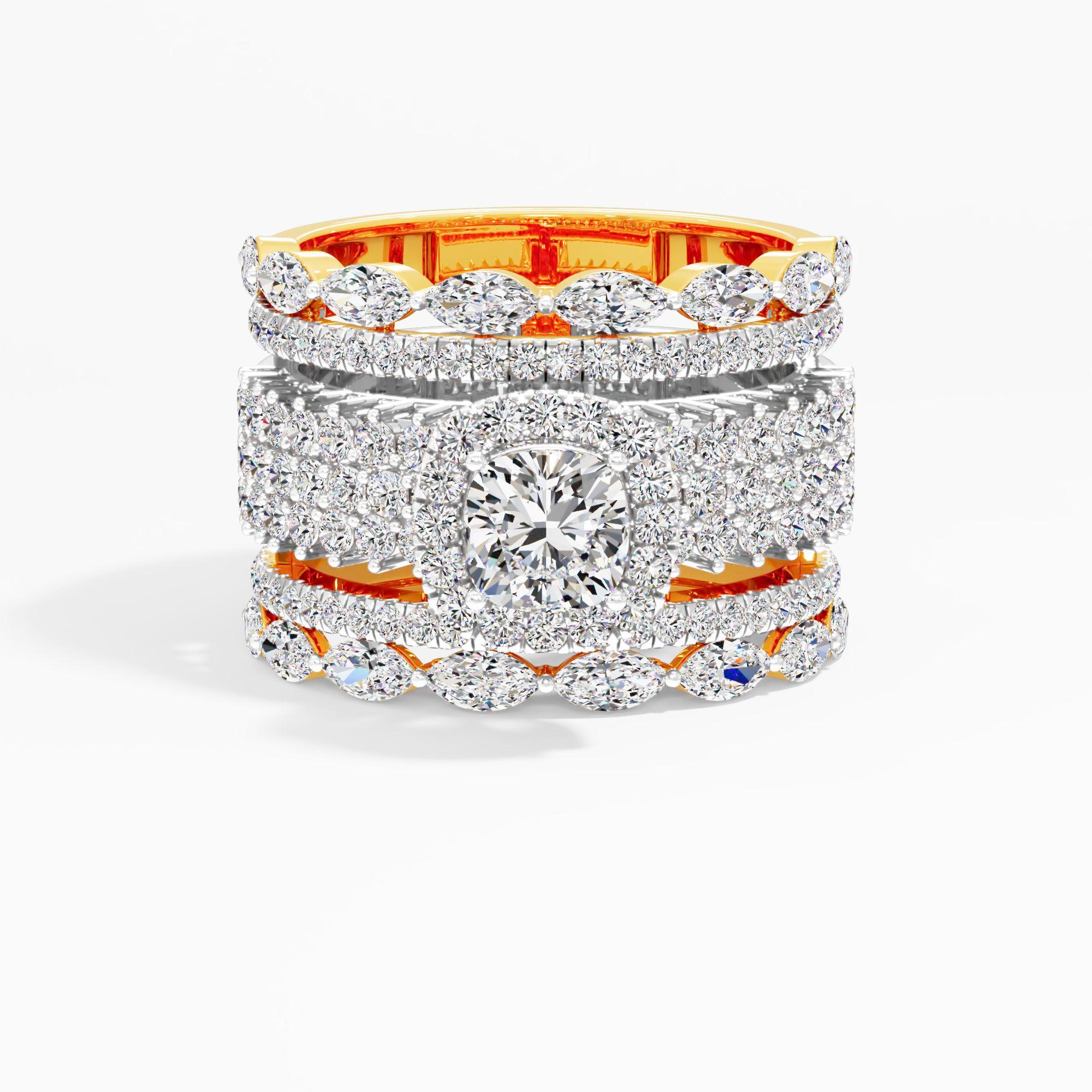 Grand Cushion Halo Cocktail Ring