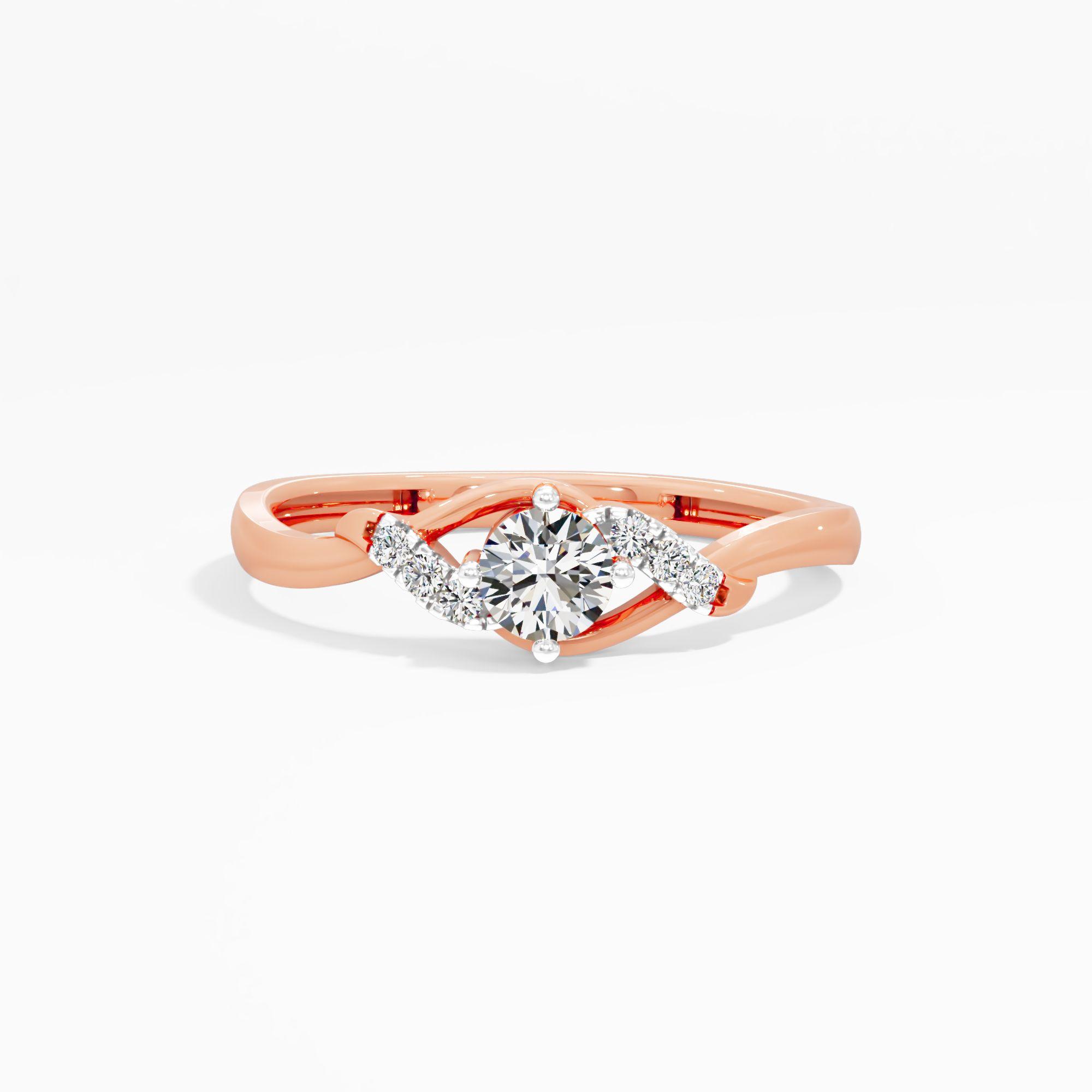 Flanked Solitaire Bypass Ring