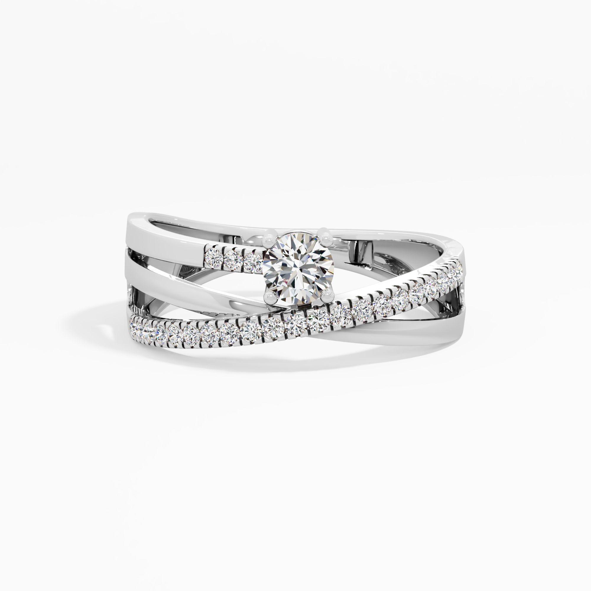 Wide Crossover Solitaire Ring