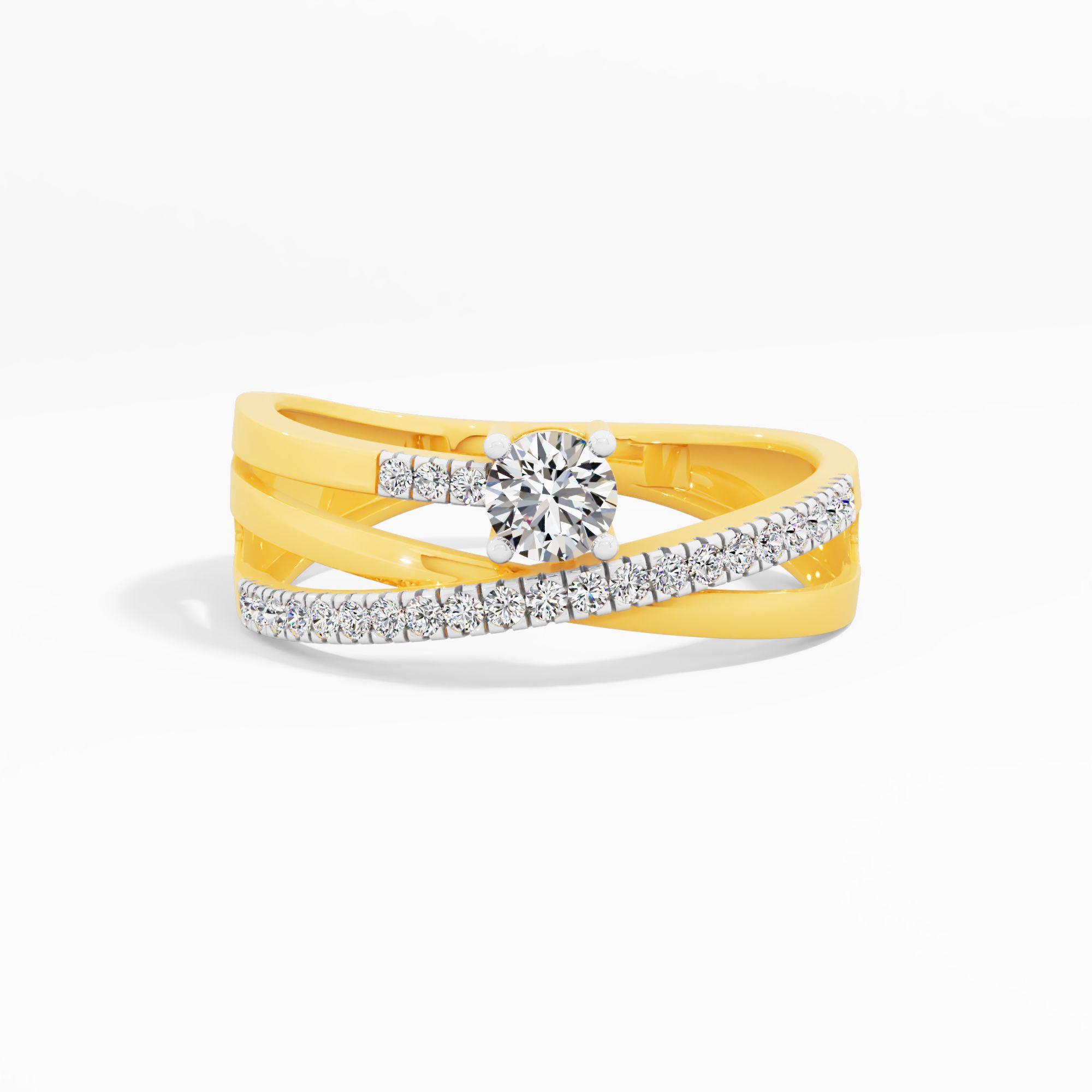 Wide Crossover Solitaire Ring