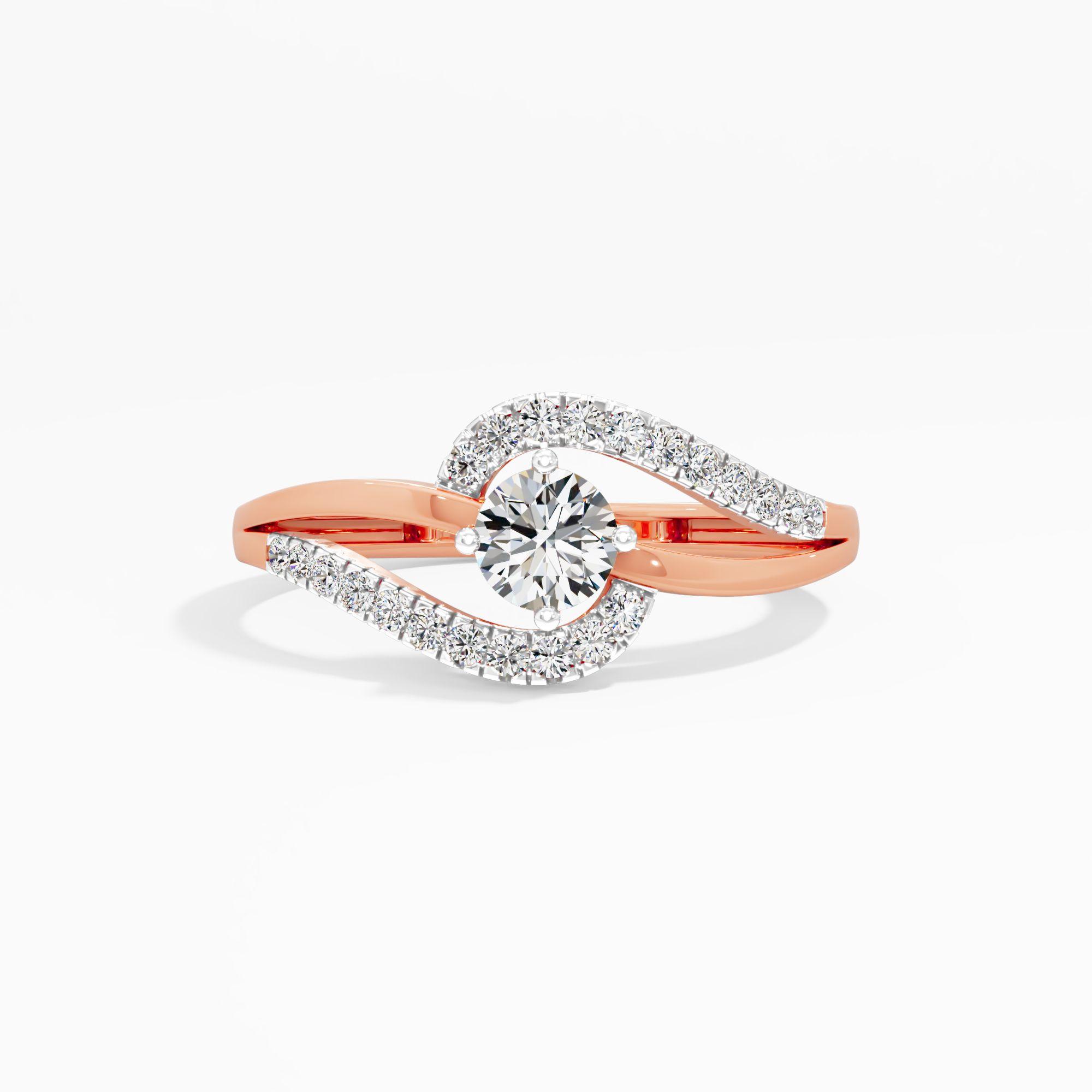 Cresting Wave Halo Solitaire Ring