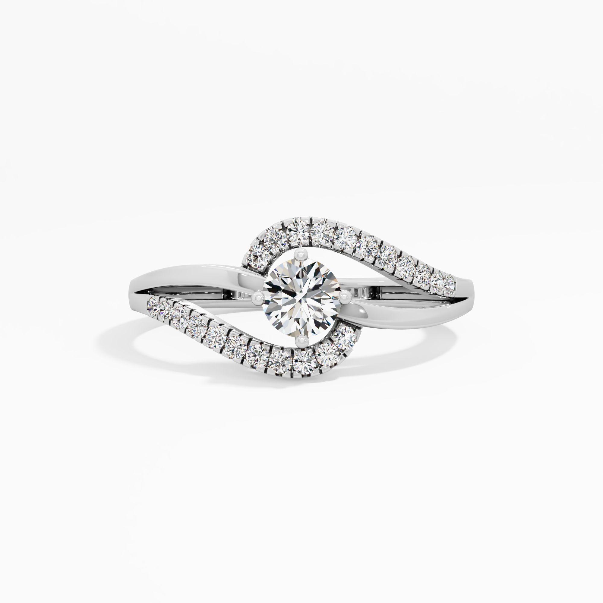 Cresting Wave Halo Solitaire Ring
