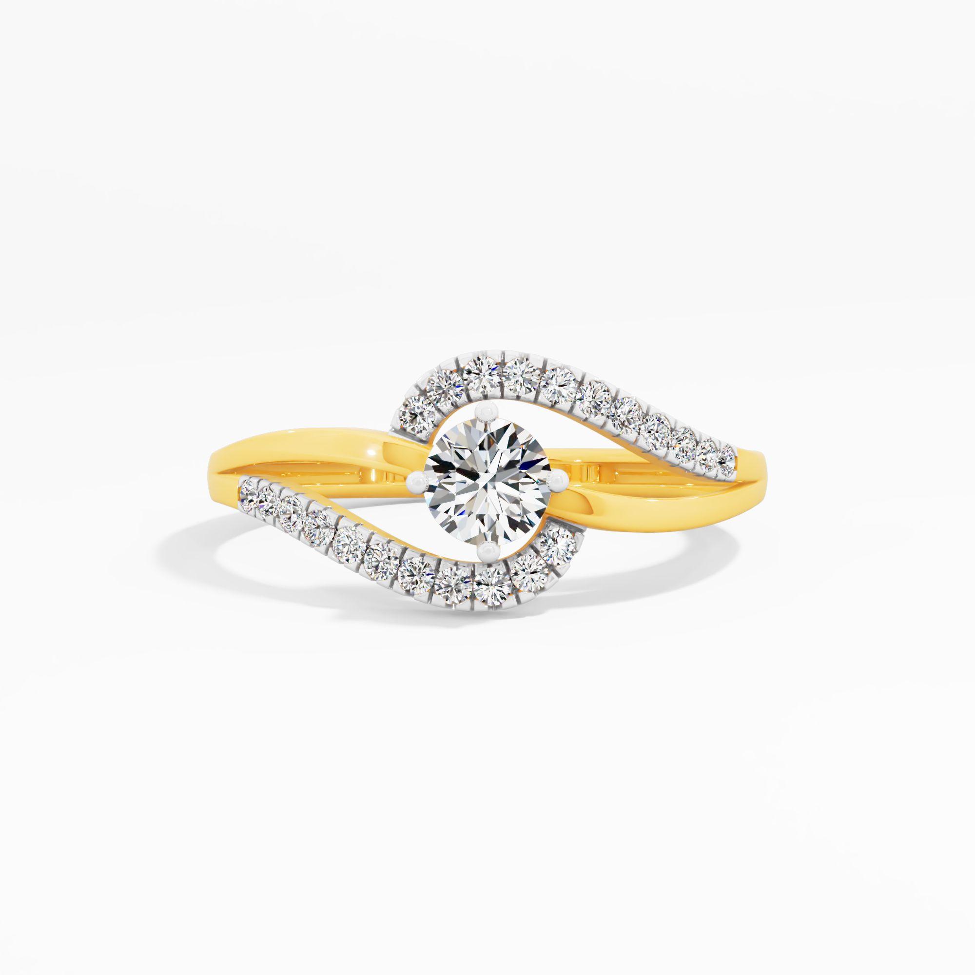Cresting Wave Halo Solitaire Ring