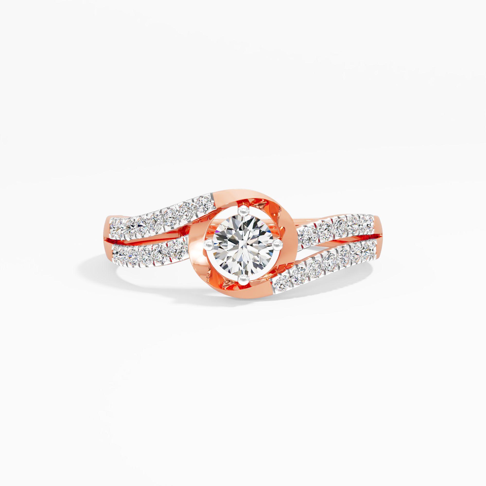 Vortex Swirl Solitaire Accent Ring