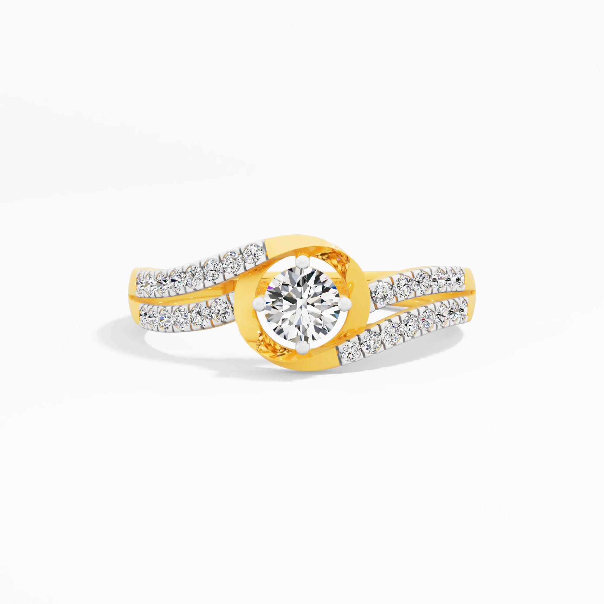 Vortex Swirl Solitaire Accent Ring