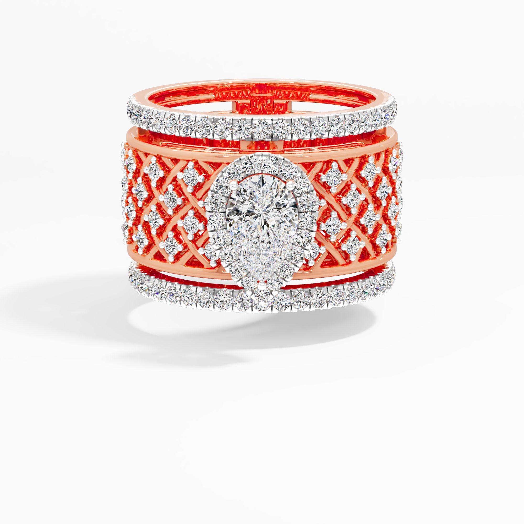 Pear Solitaire Cocktail Ring