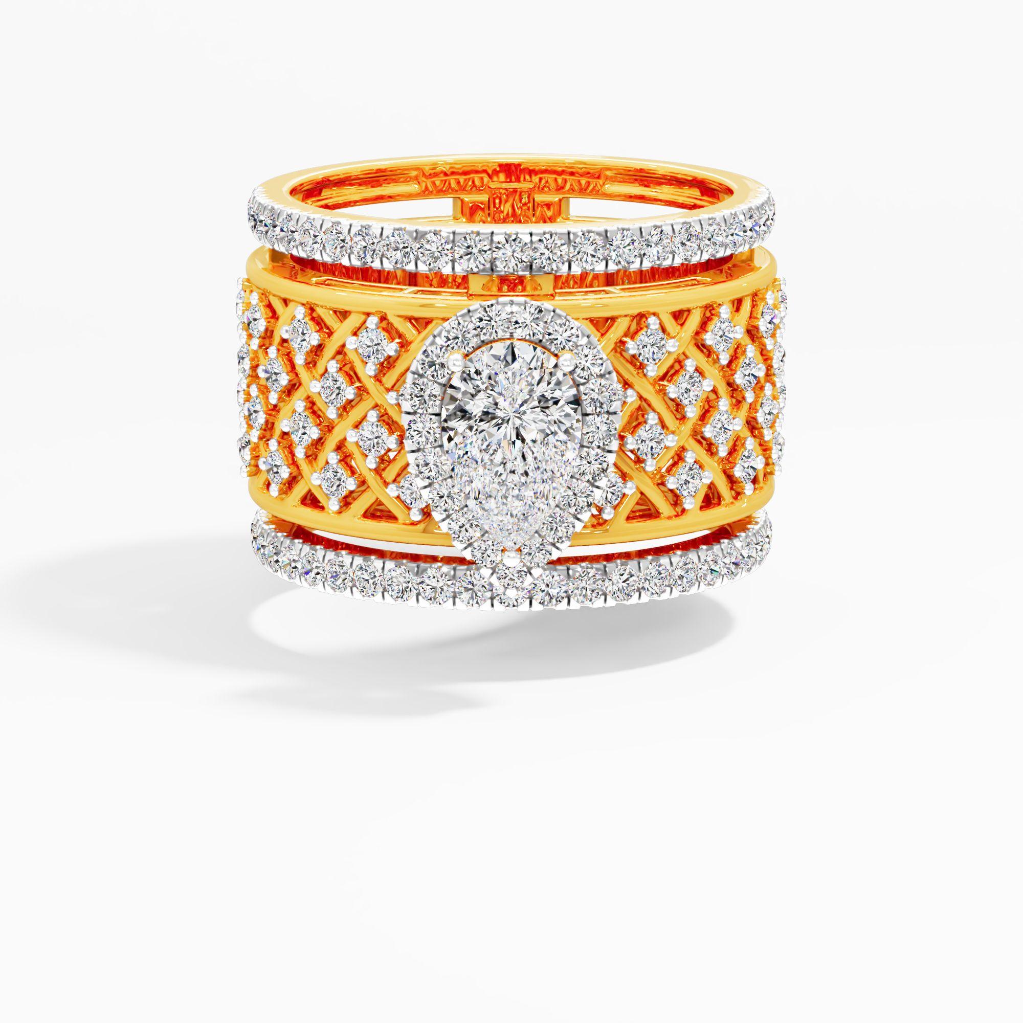 Pear Solitaire Cocktail Ring