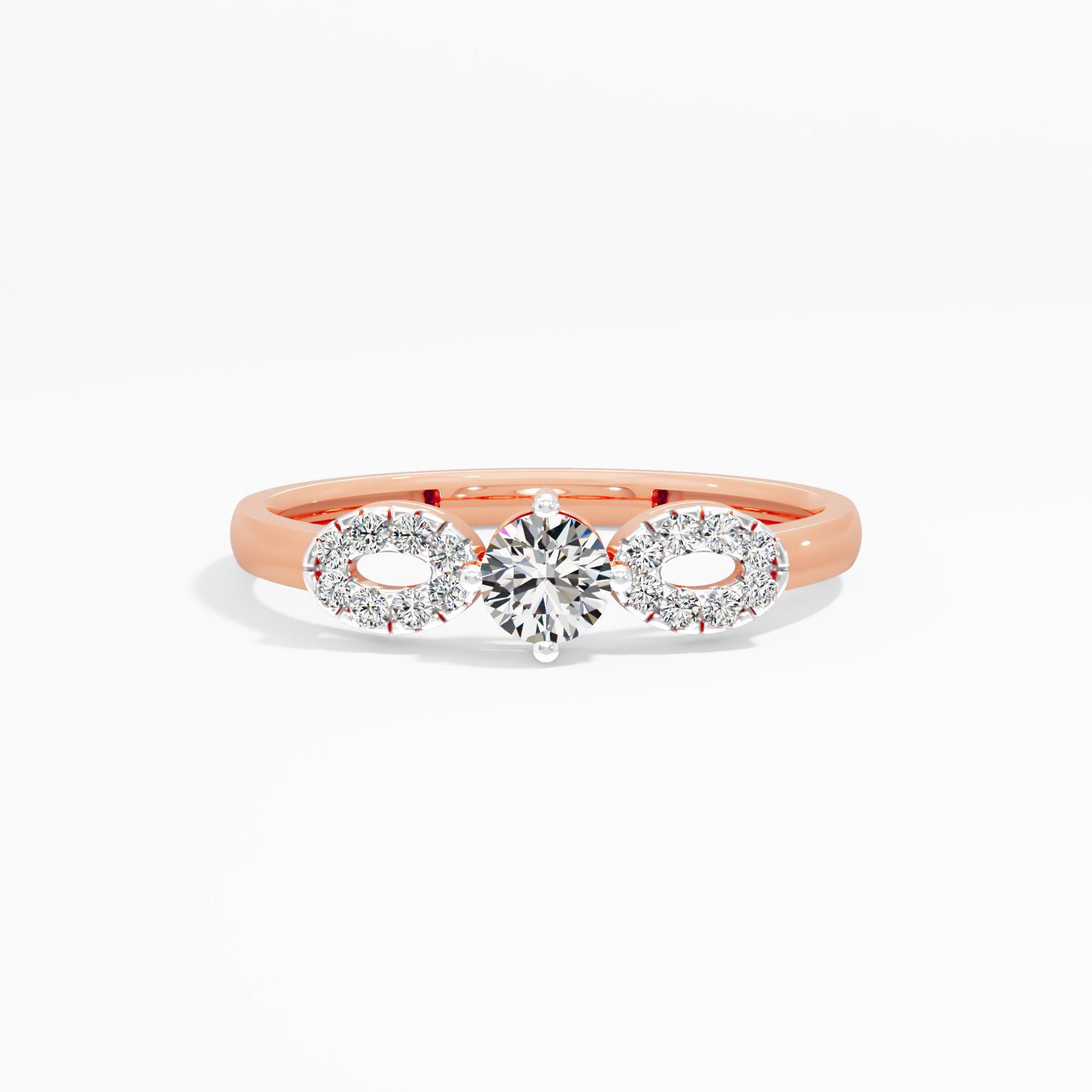 Linked Oval Halo Solitaire Ring