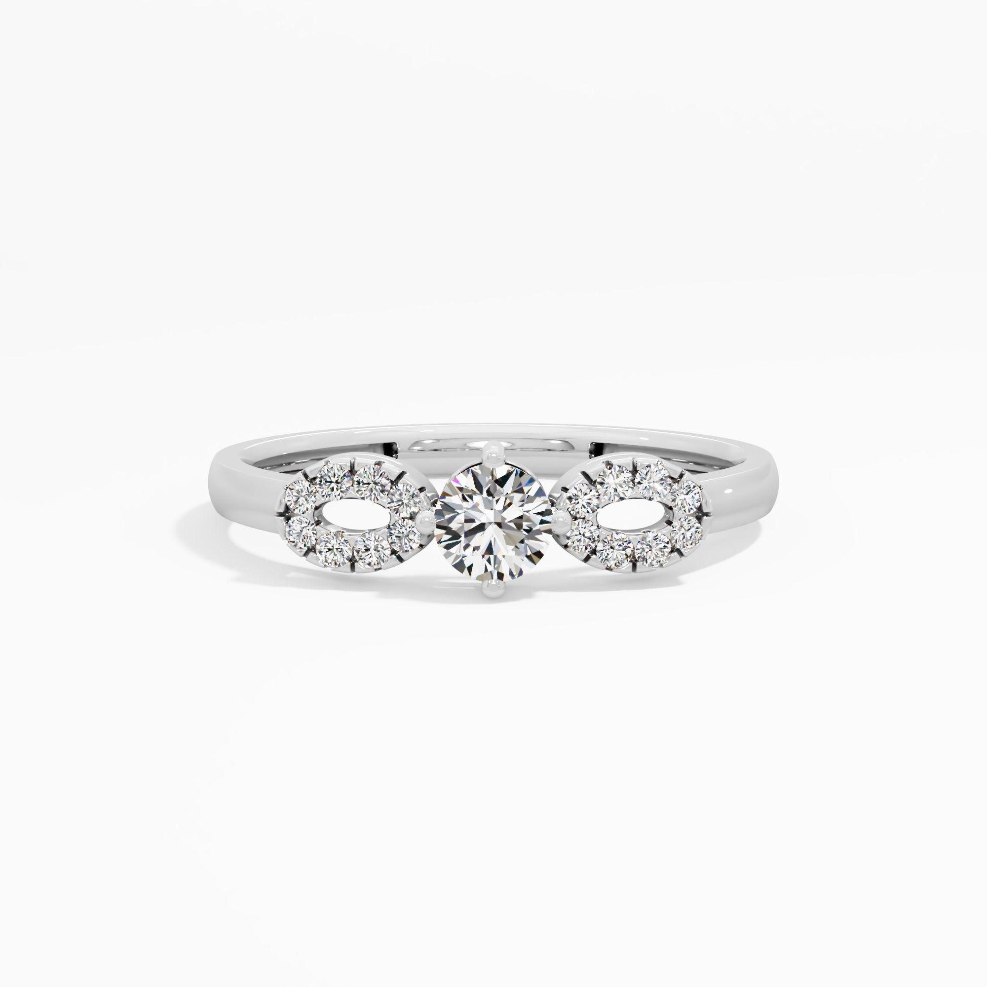 Linked Oval Halo Solitaire Ring