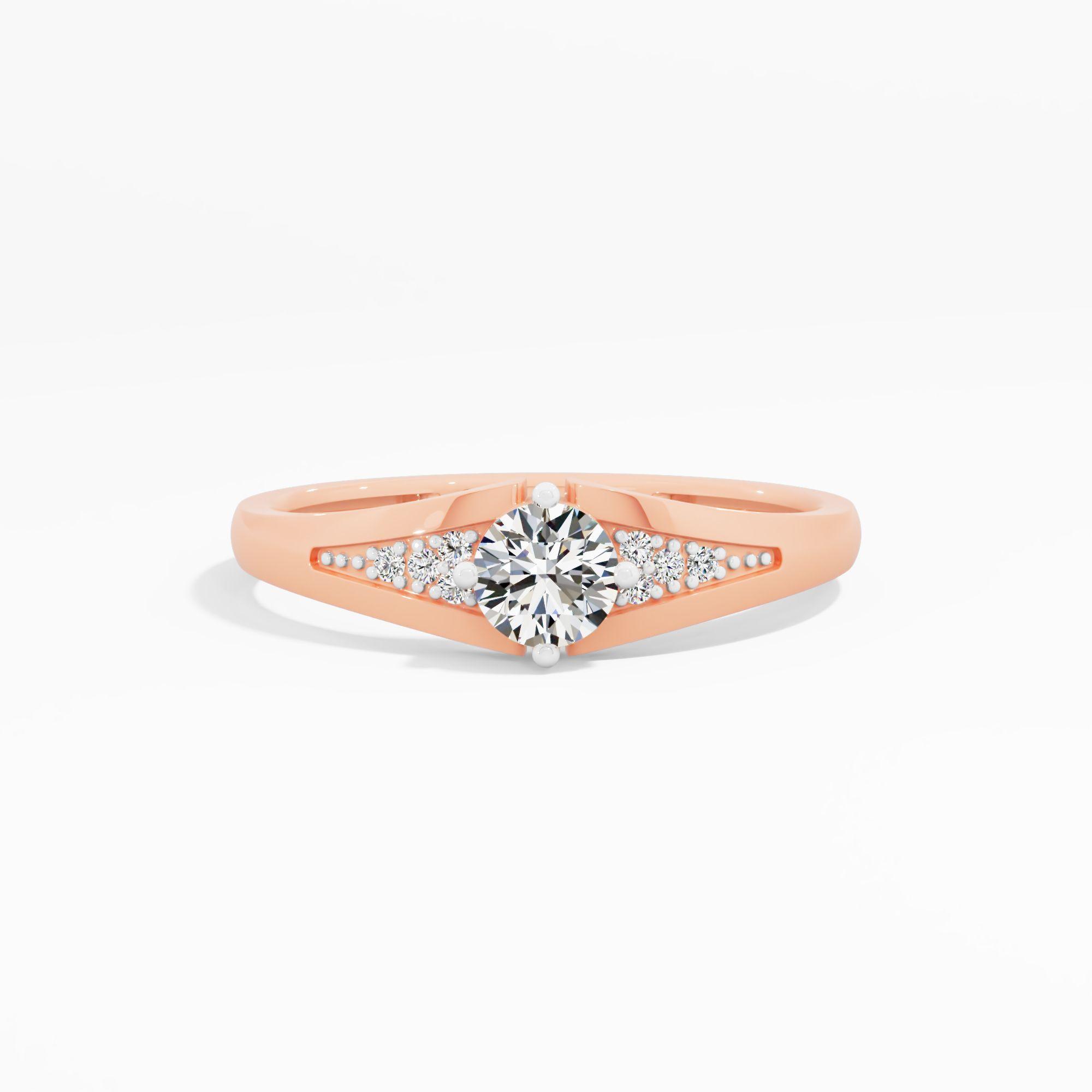 Chevron Accent Solitaire Ring