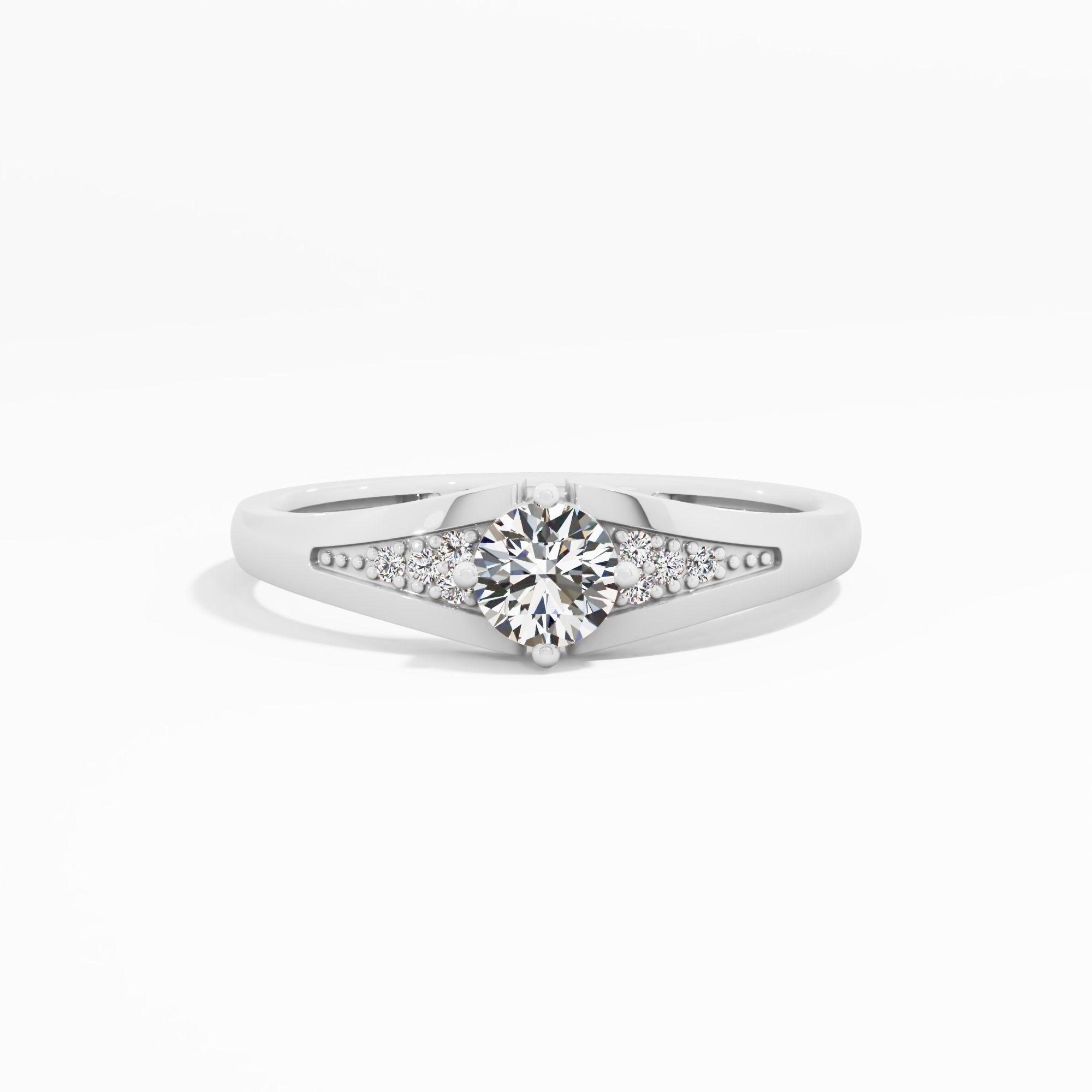Chevron Accent Solitaire Ring