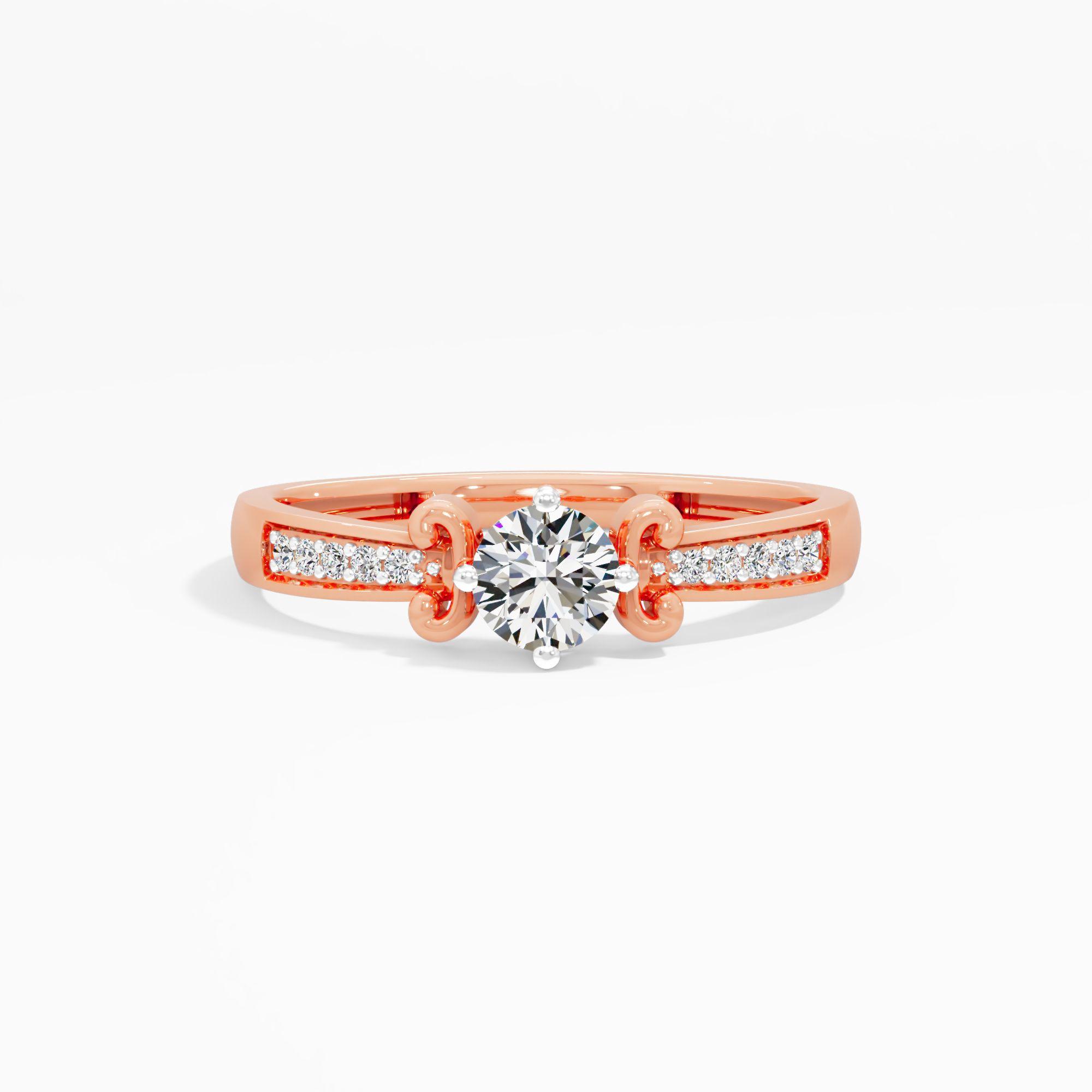Regal Scroll Solitaire Ring