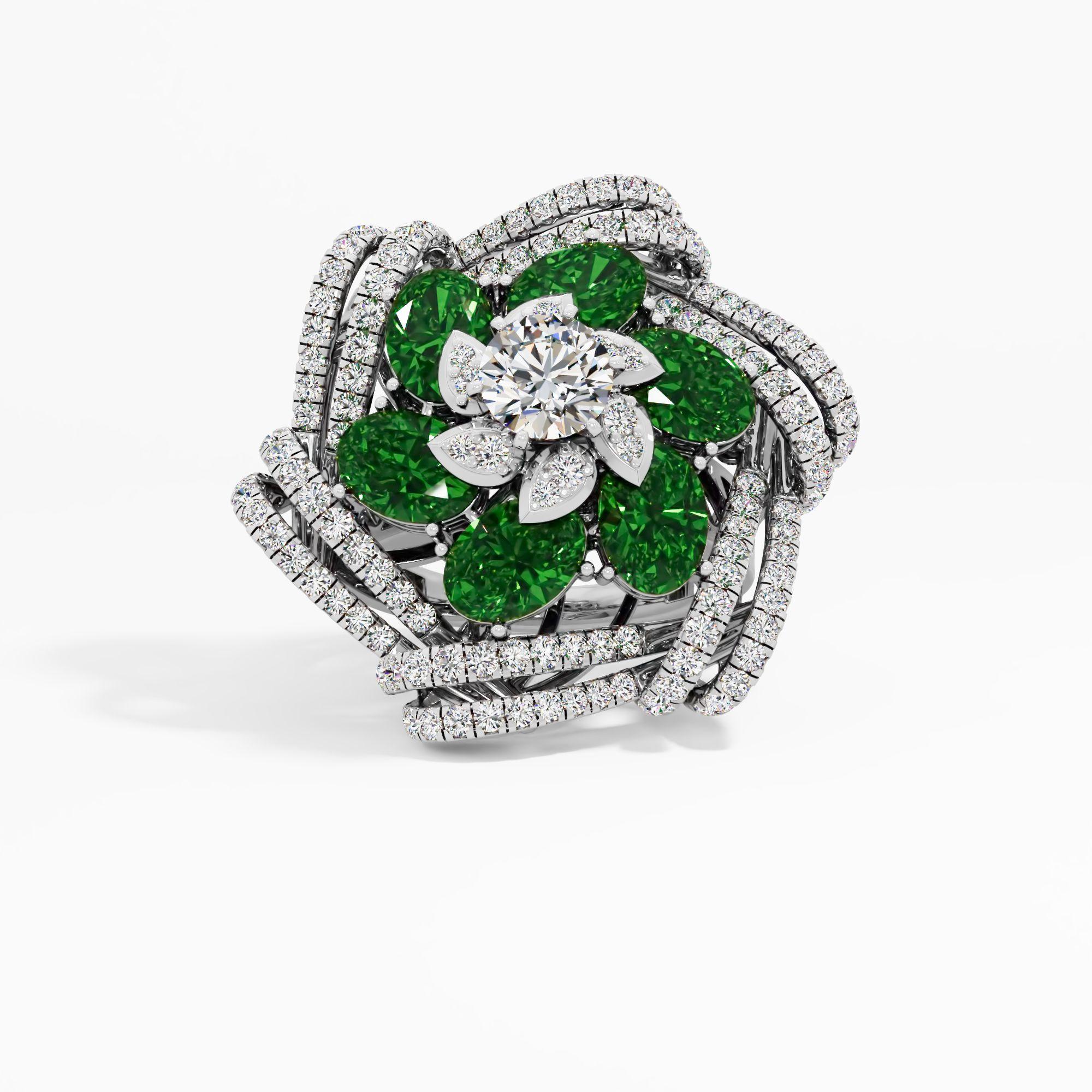 Whirlwind Cluster Cocktail Ring