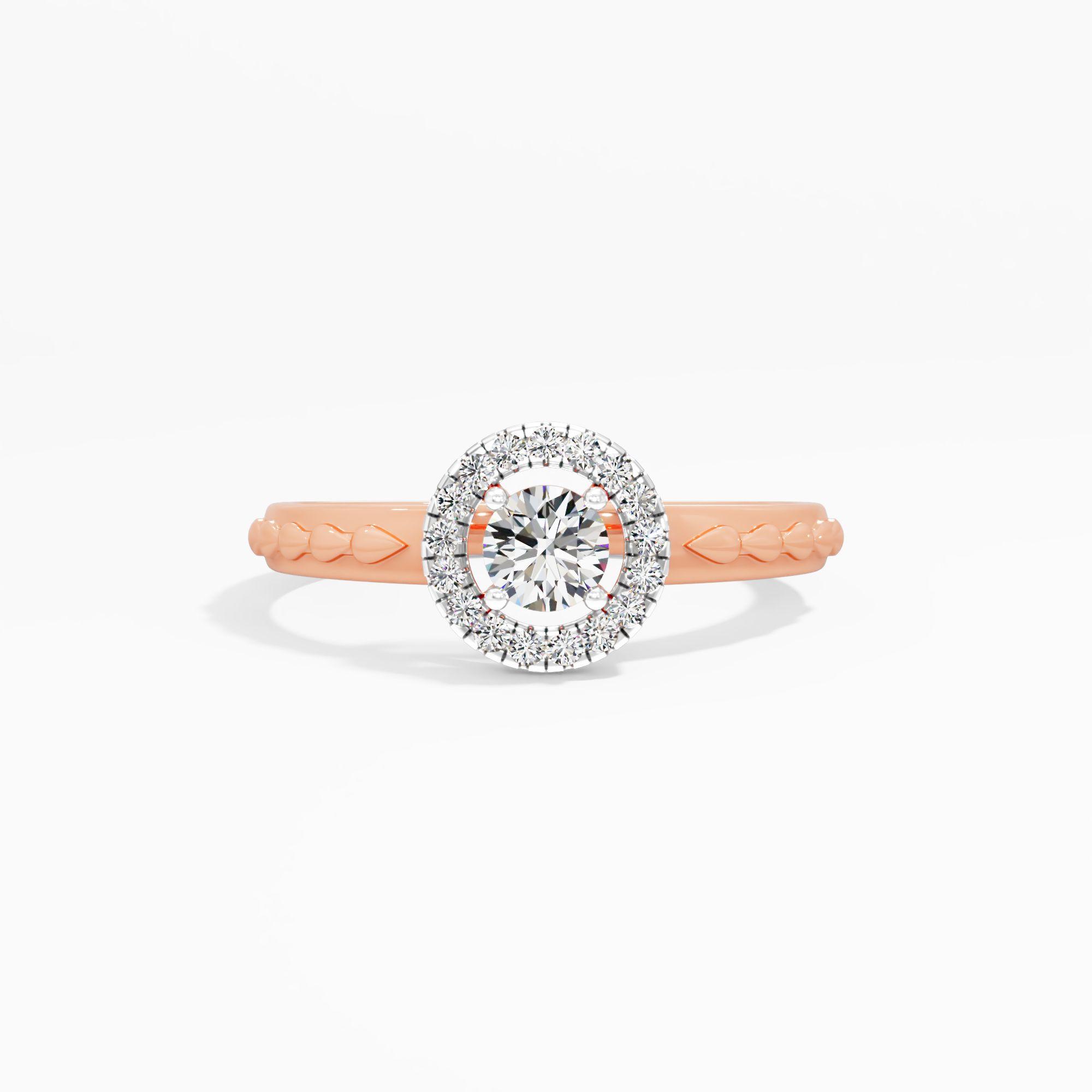 Engraved Halo Solitaire Ring